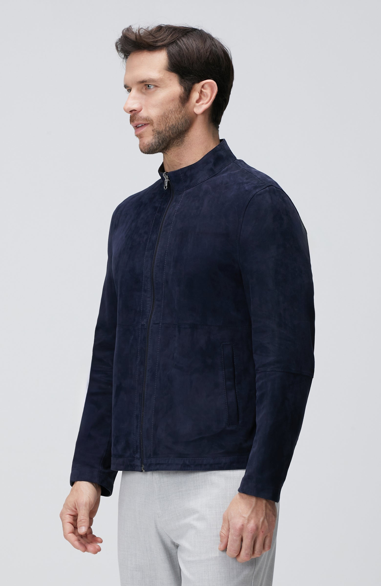 MEN'S Navy Blue Double-Sided Suede Coat