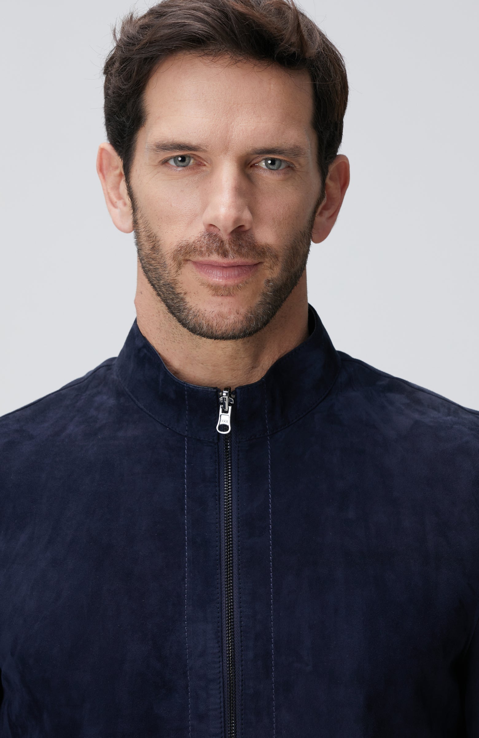 MEN'S Navy Blue Double-Sided Suede Coat