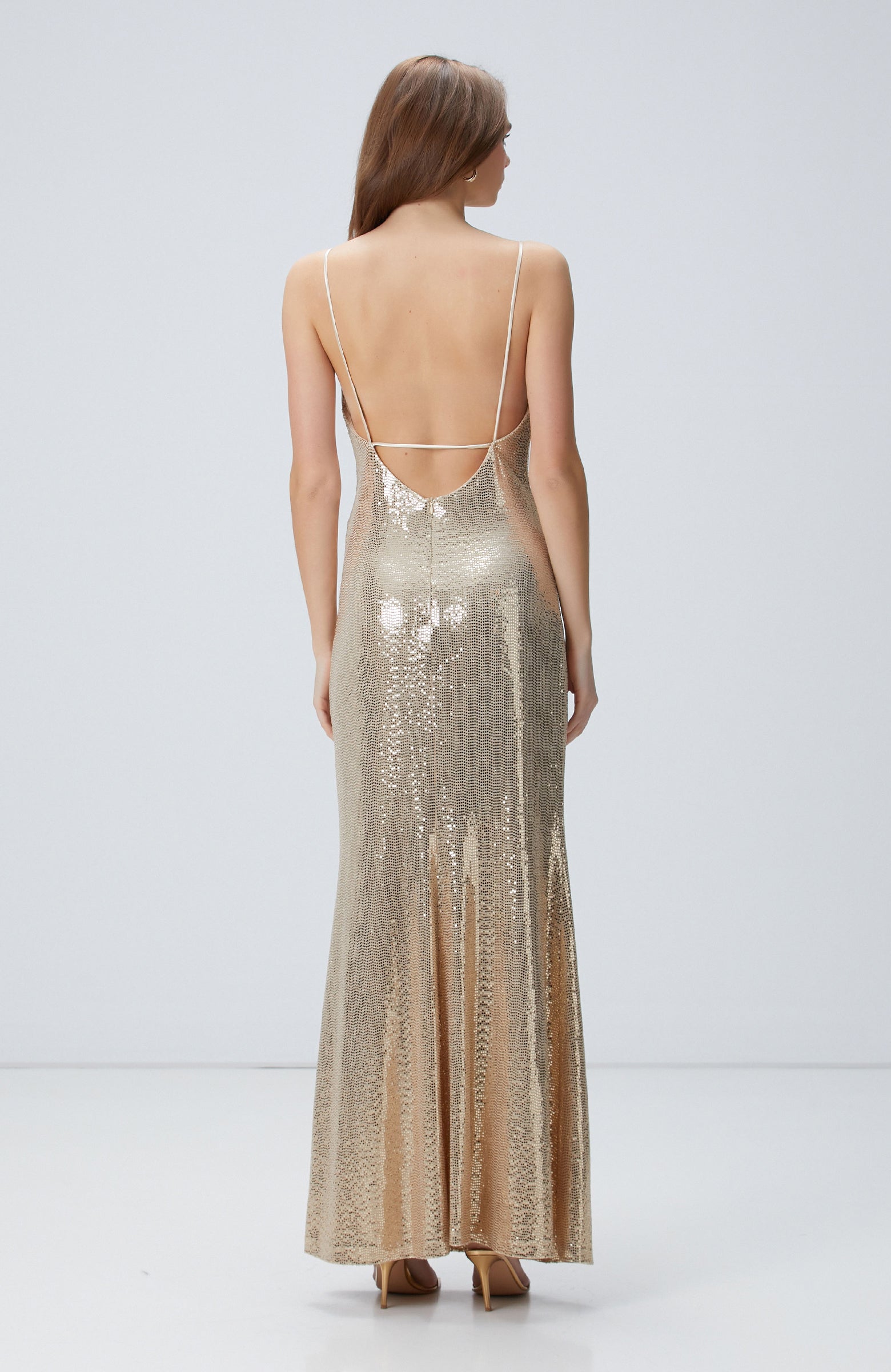 WOMEN'S Gold Maxi Evening Dress