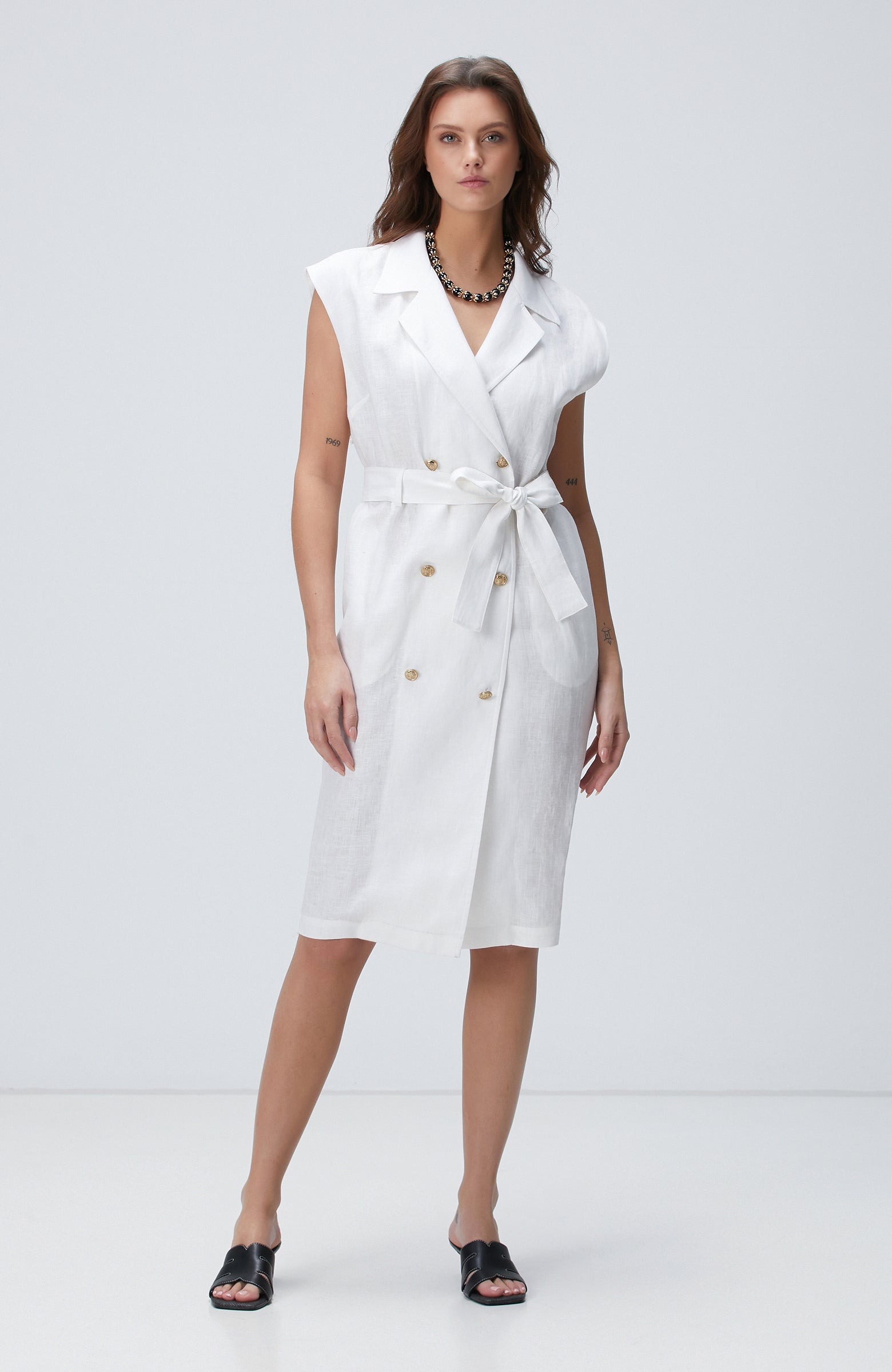 WOMEN'S White Linen Dress