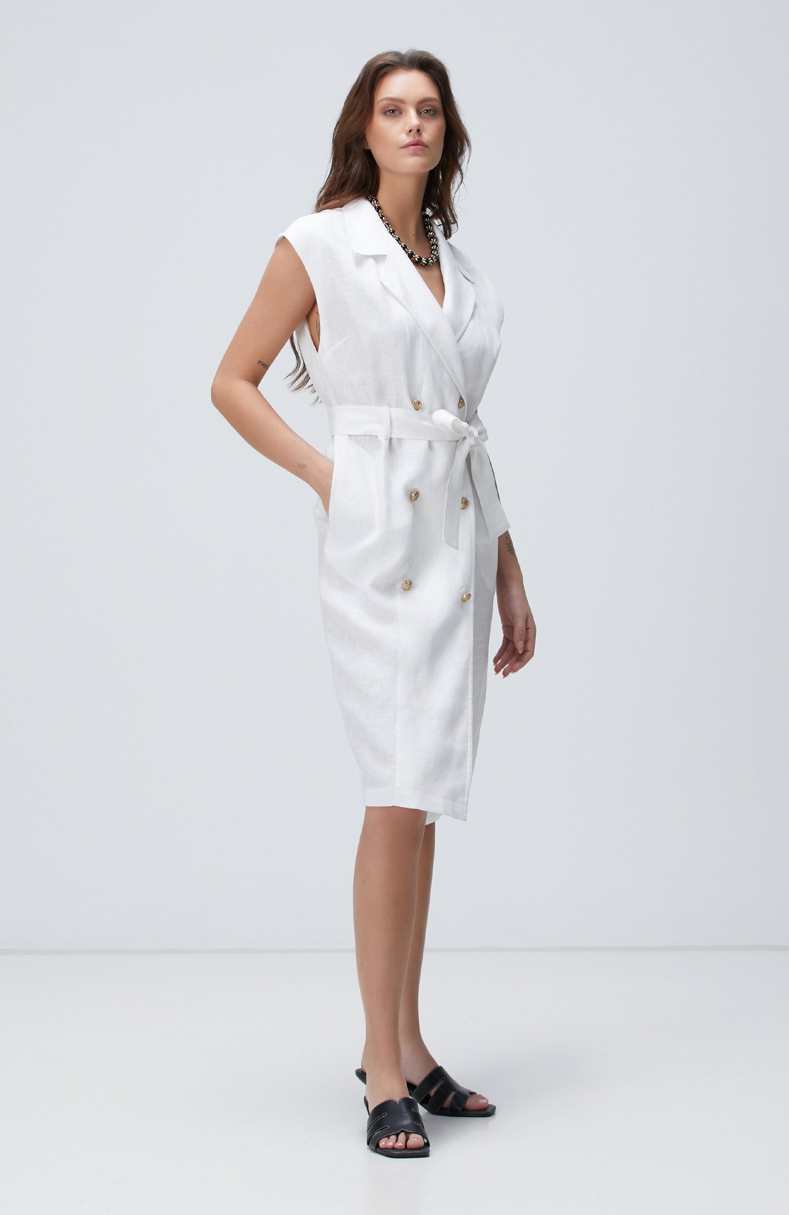 WOMEN'S White Linen Dress