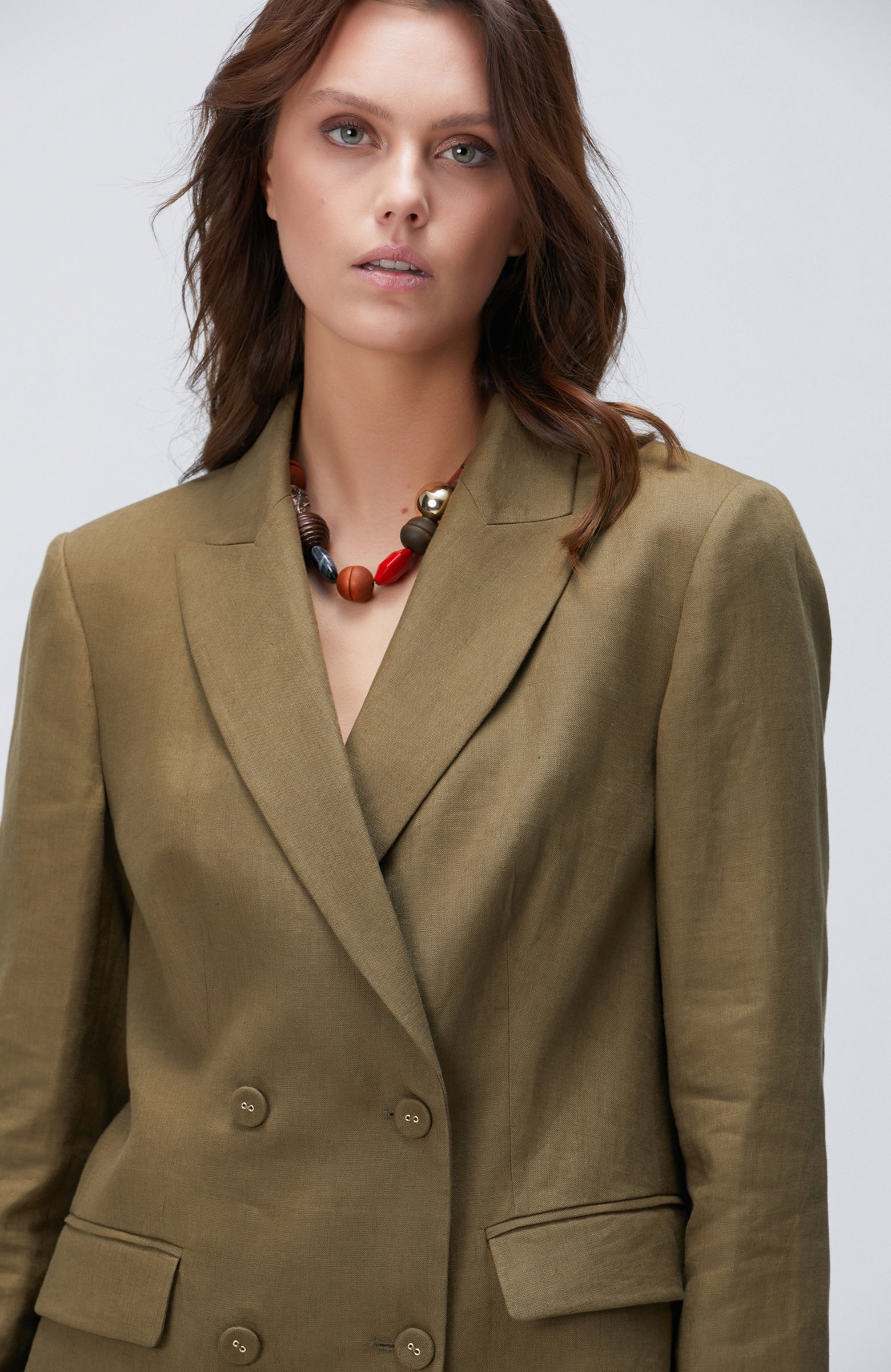 WOMEN'S Khaki Linen Jacket