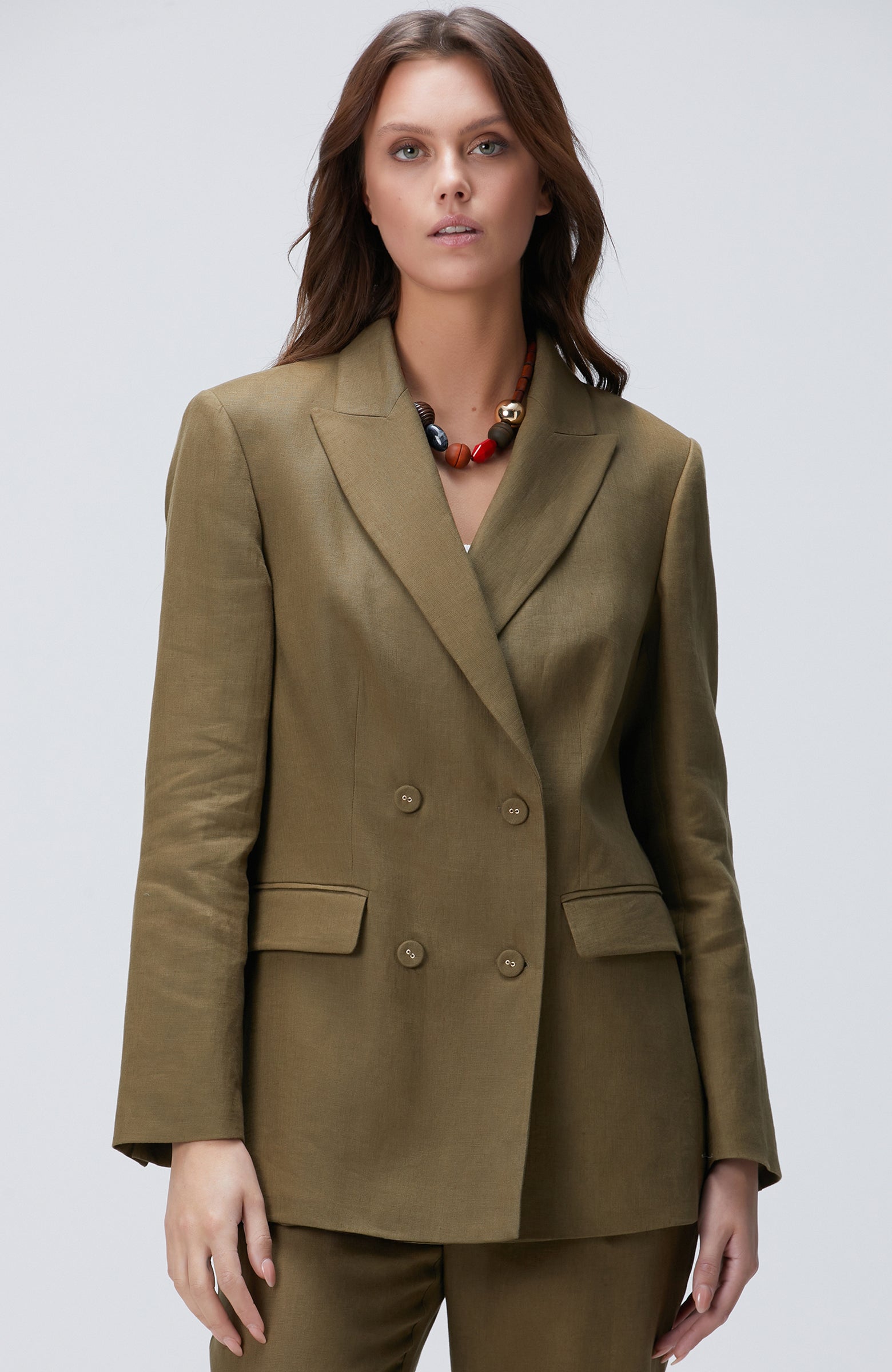 WOMEN'S Khaki Linen Jacket