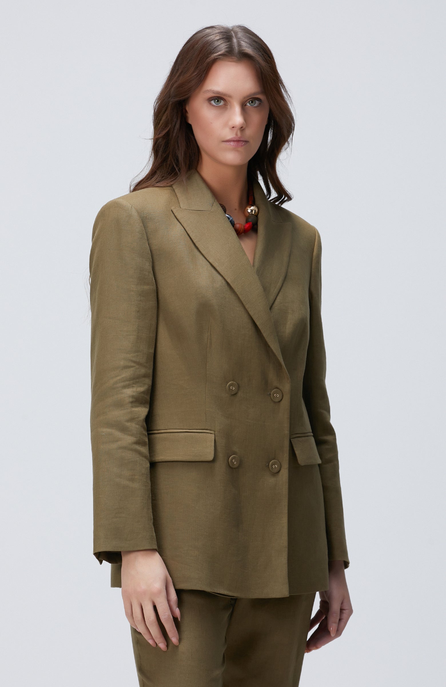 WOMEN'S Khaki Linen Jacket
