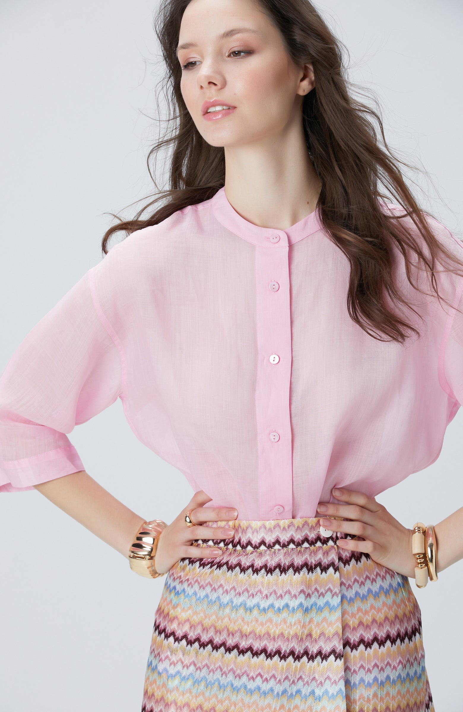 WOMEN'S Pink Ramie Shirt