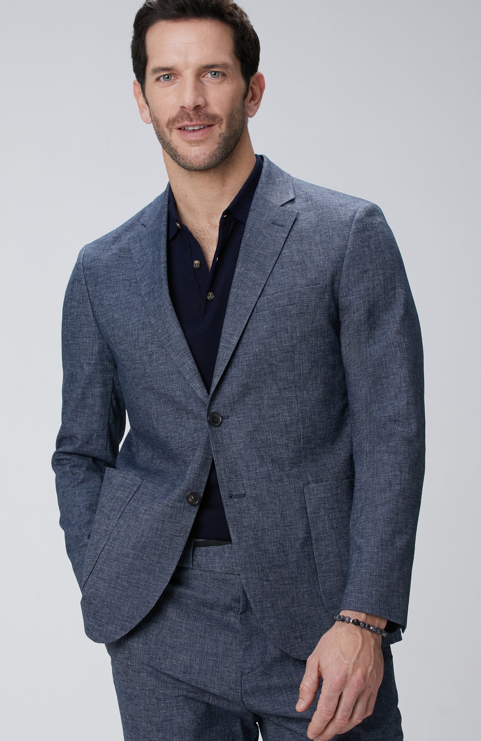 MEN'S Indigo Linen Blend Suit