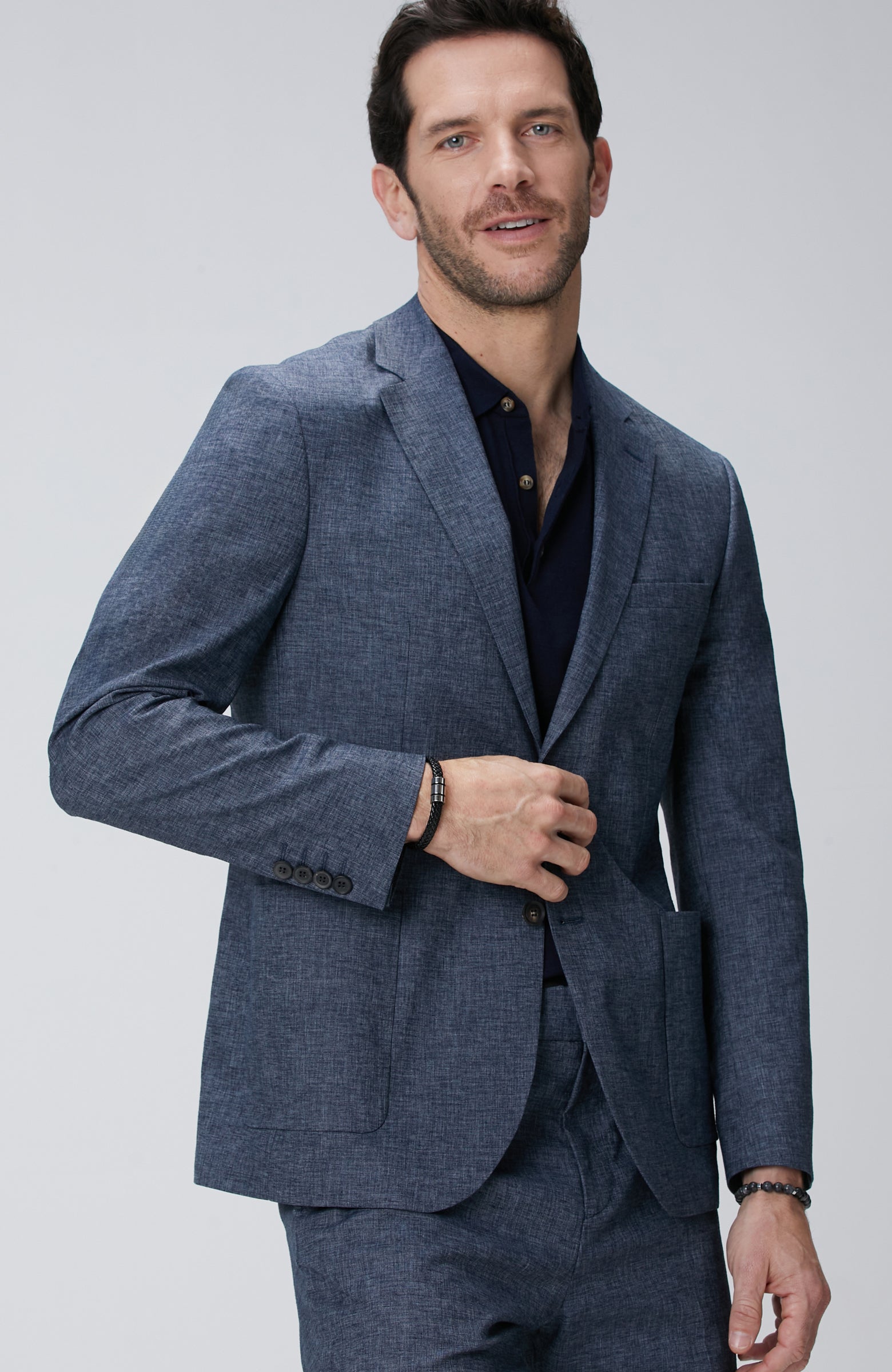MEN'S Indigo Linen Blend Suit