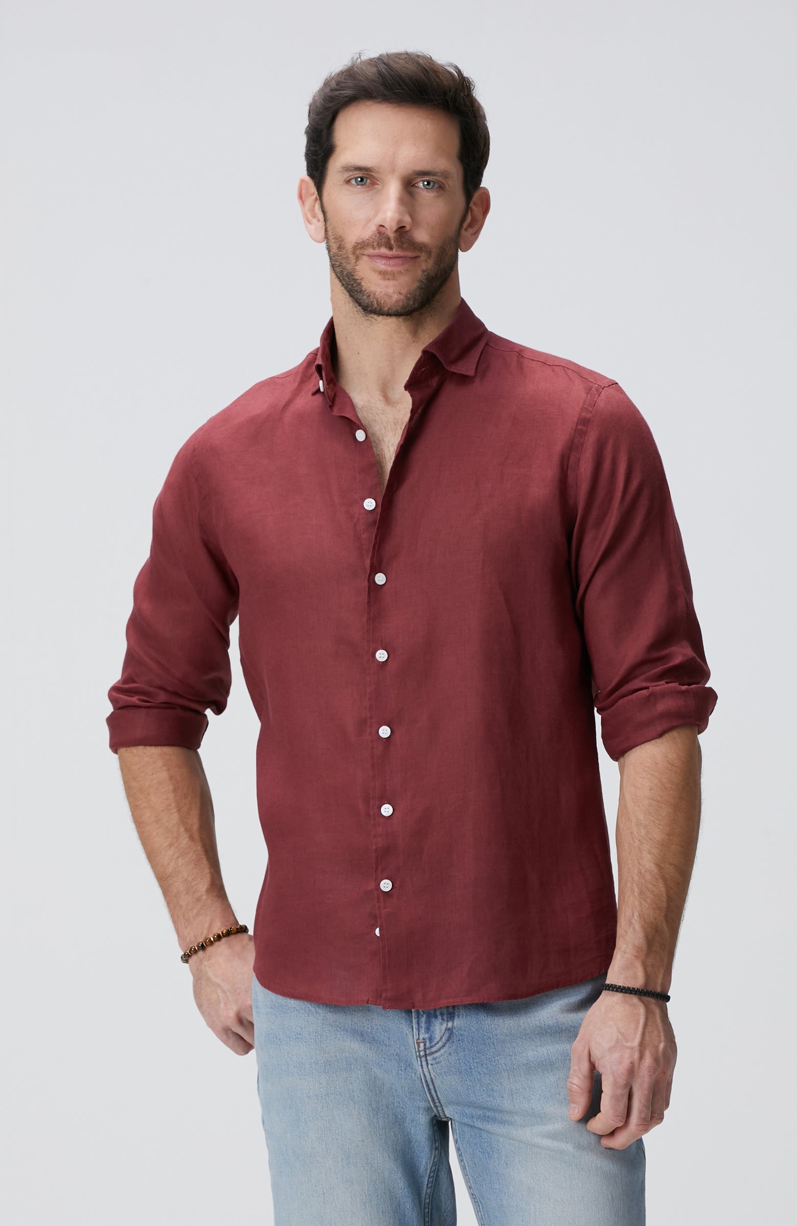 MEN'S Burgundy Linen Shirt