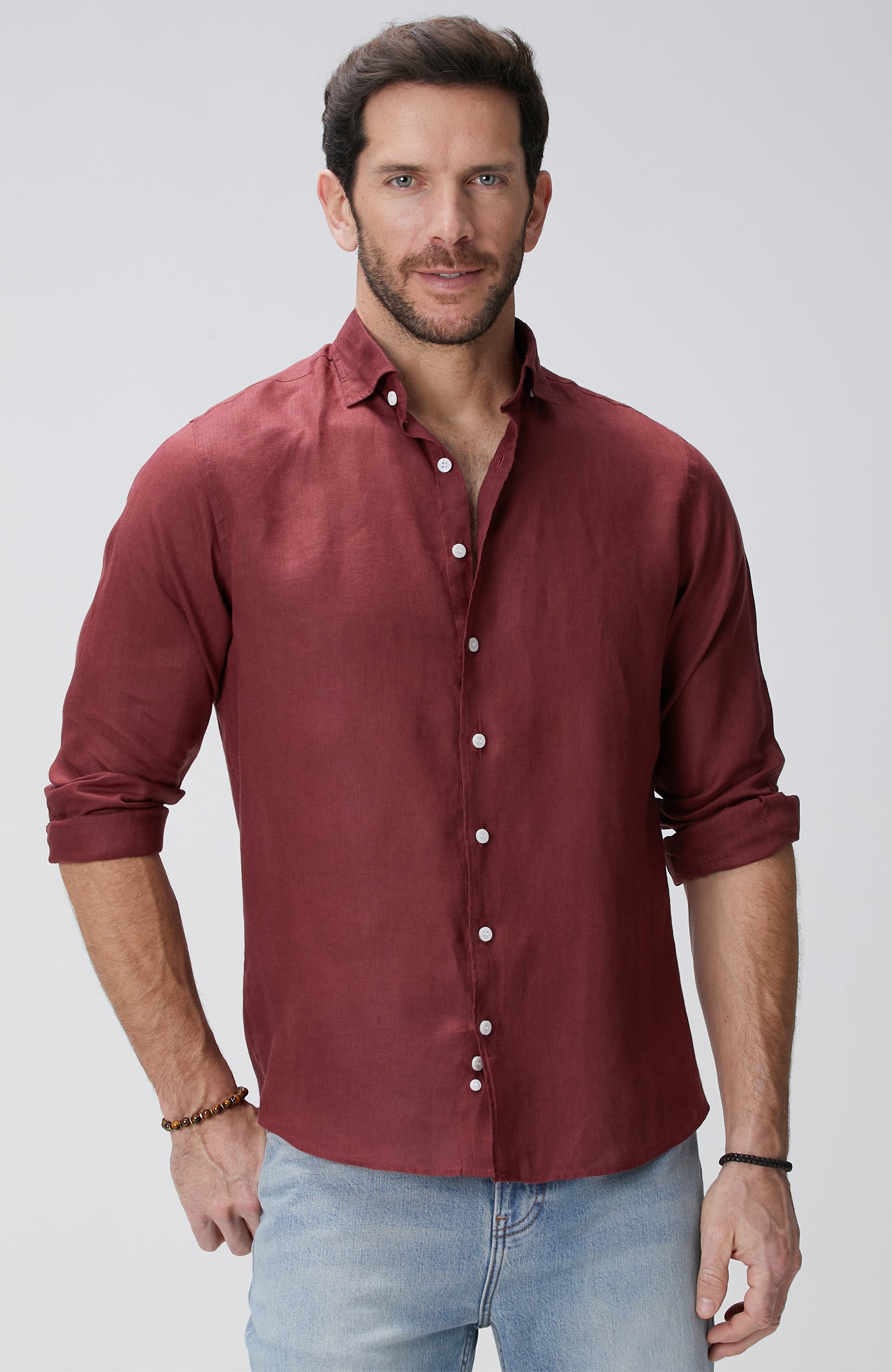 MEN'S Burgundy Linen Shirt