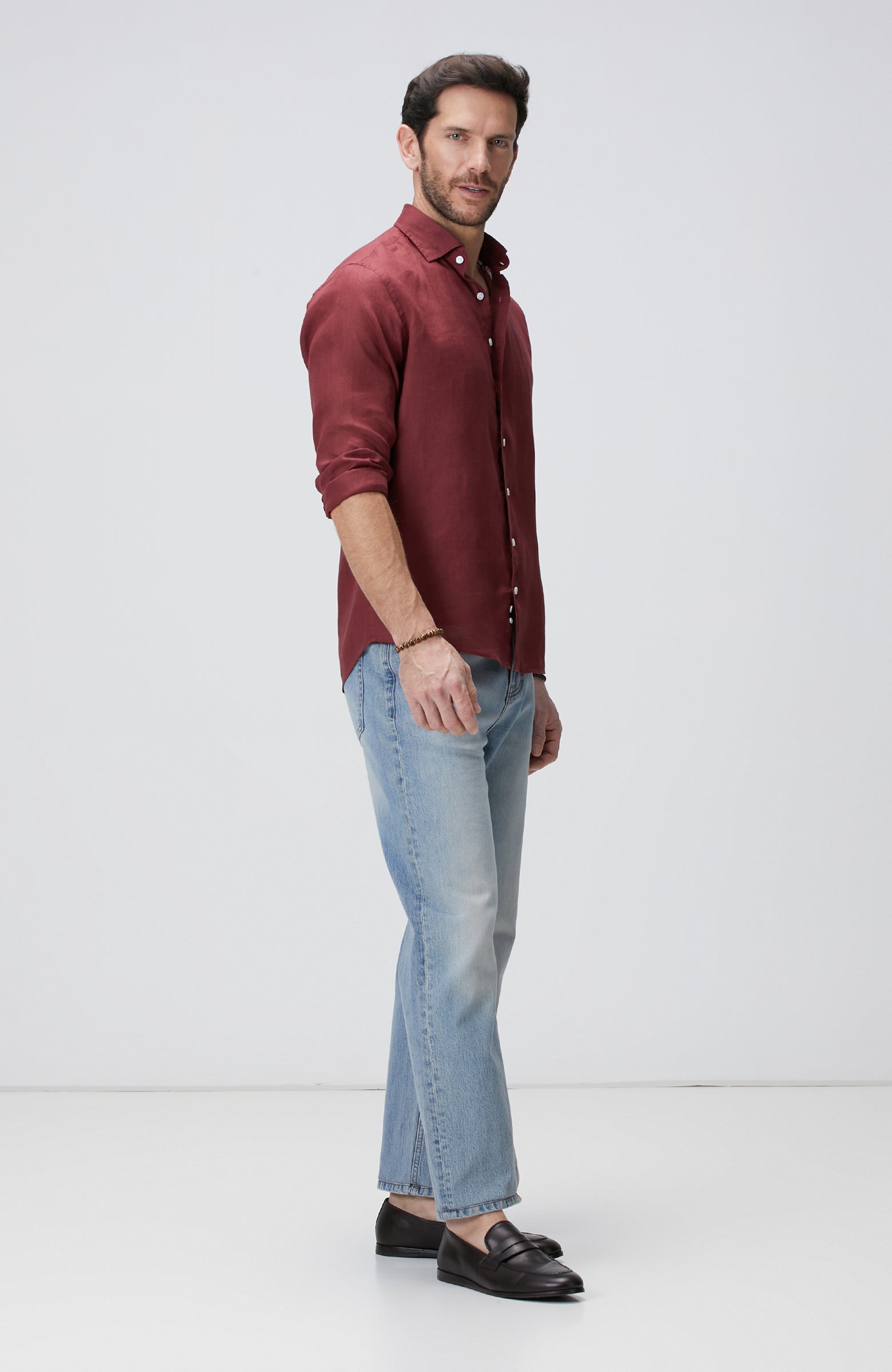 MEN'S Burgundy Linen Shirt
