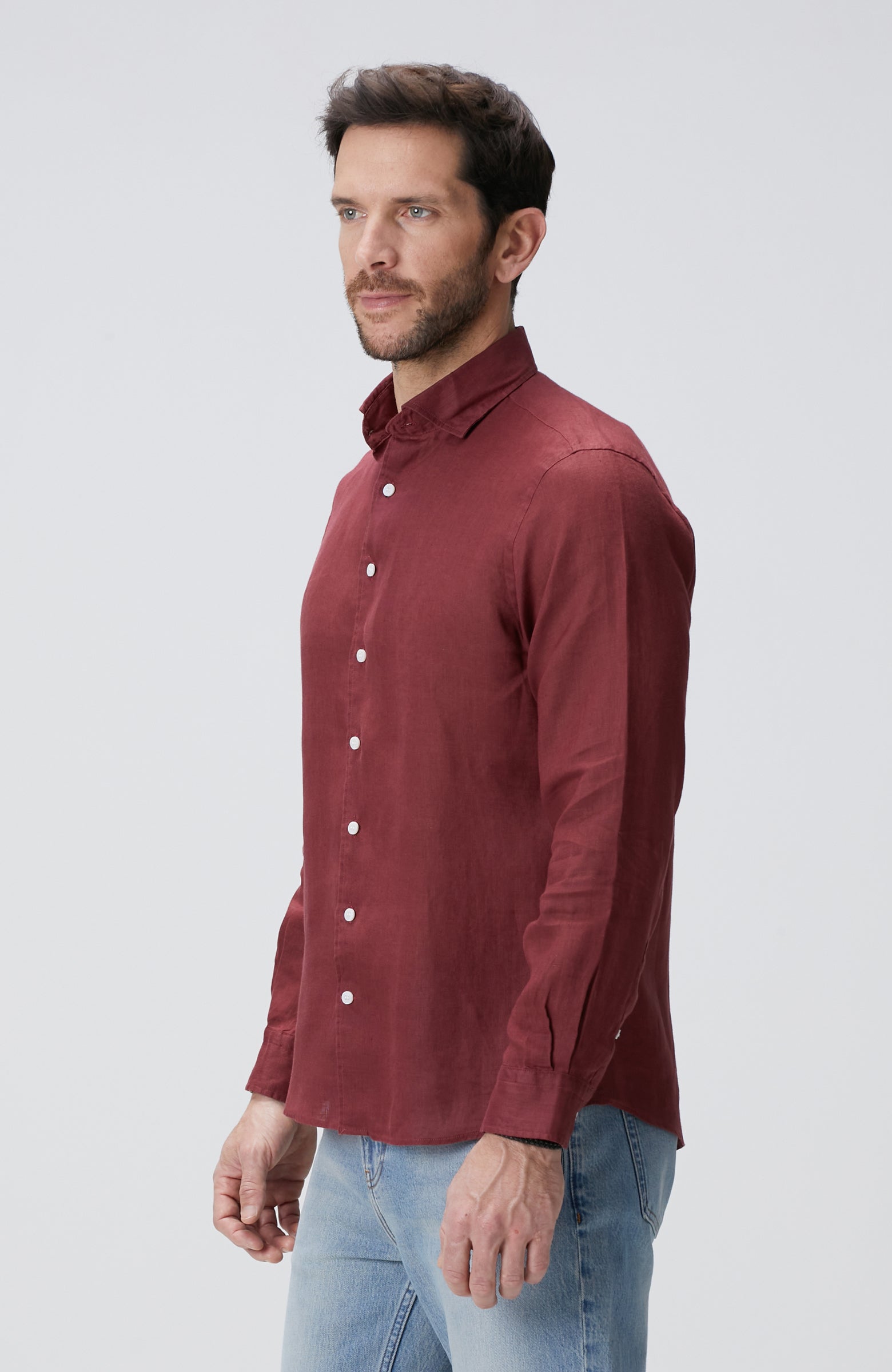 MEN'S Burgundy Linen Shirt