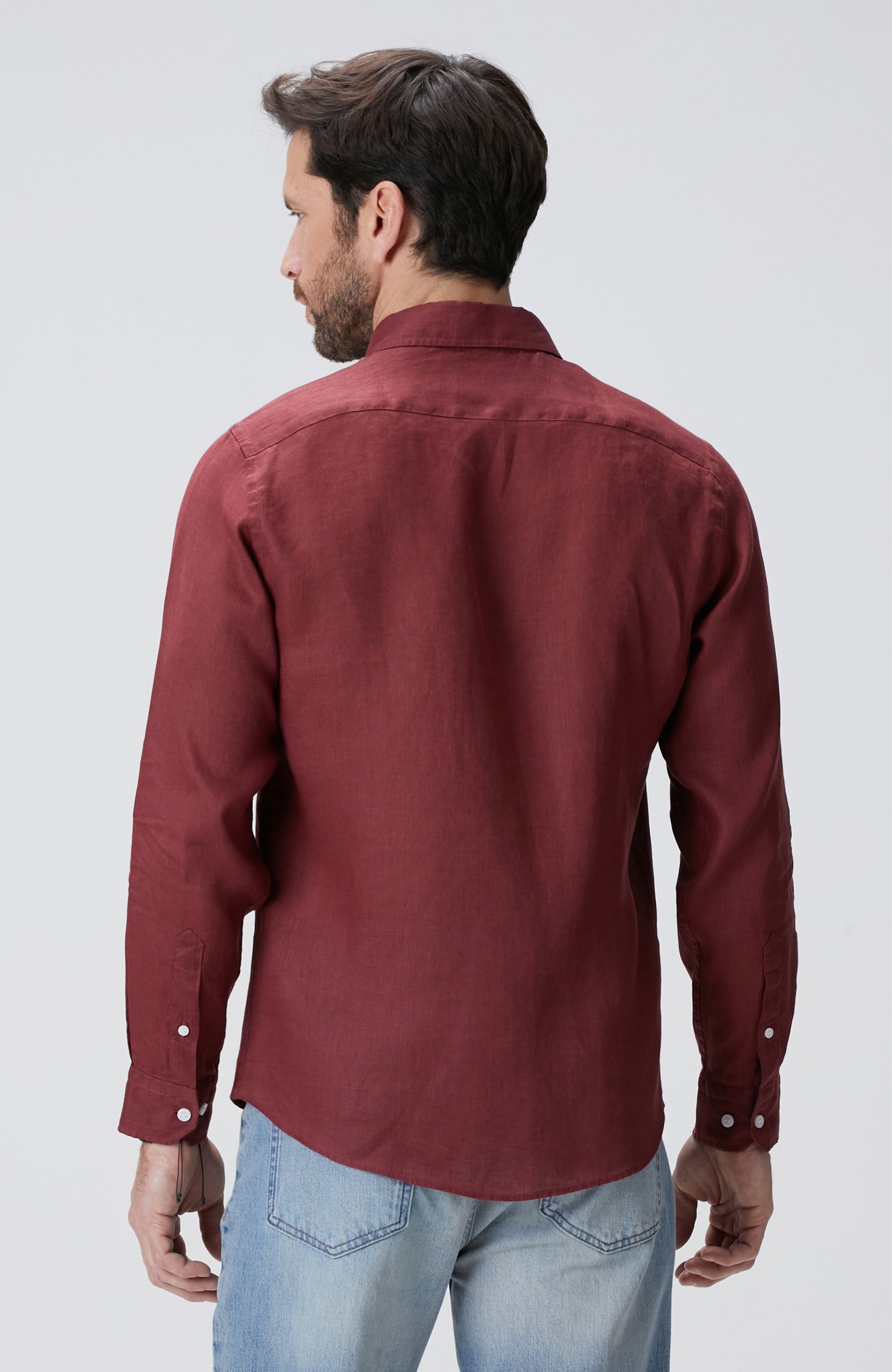 MEN'S Burgundy Linen Shirt