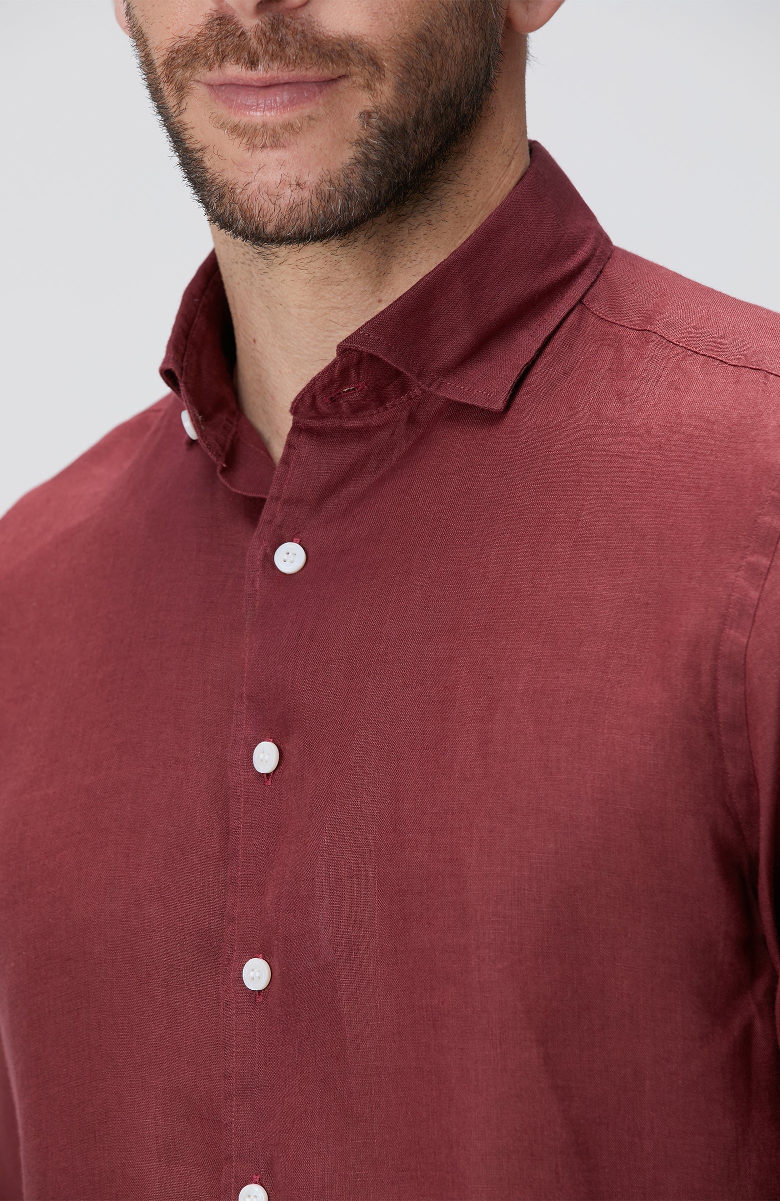 MEN'S Burgundy Linen Shirt