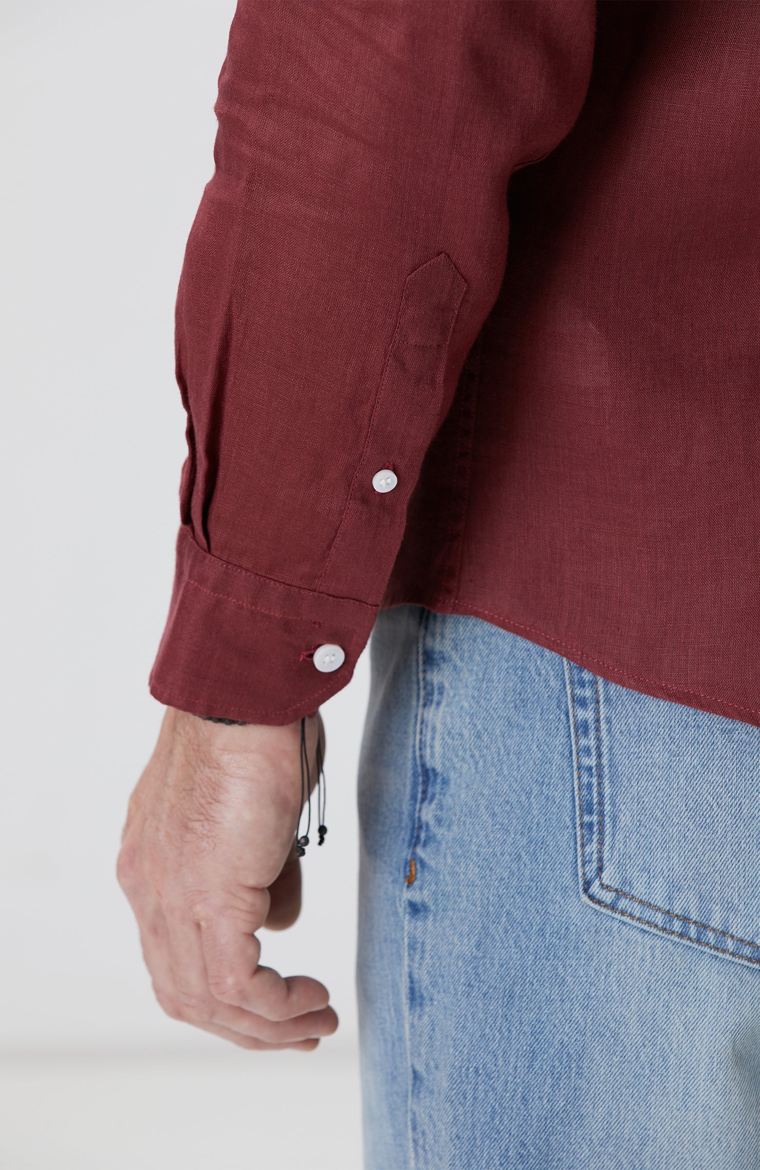 MEN'S Burgundy Linen Shirt