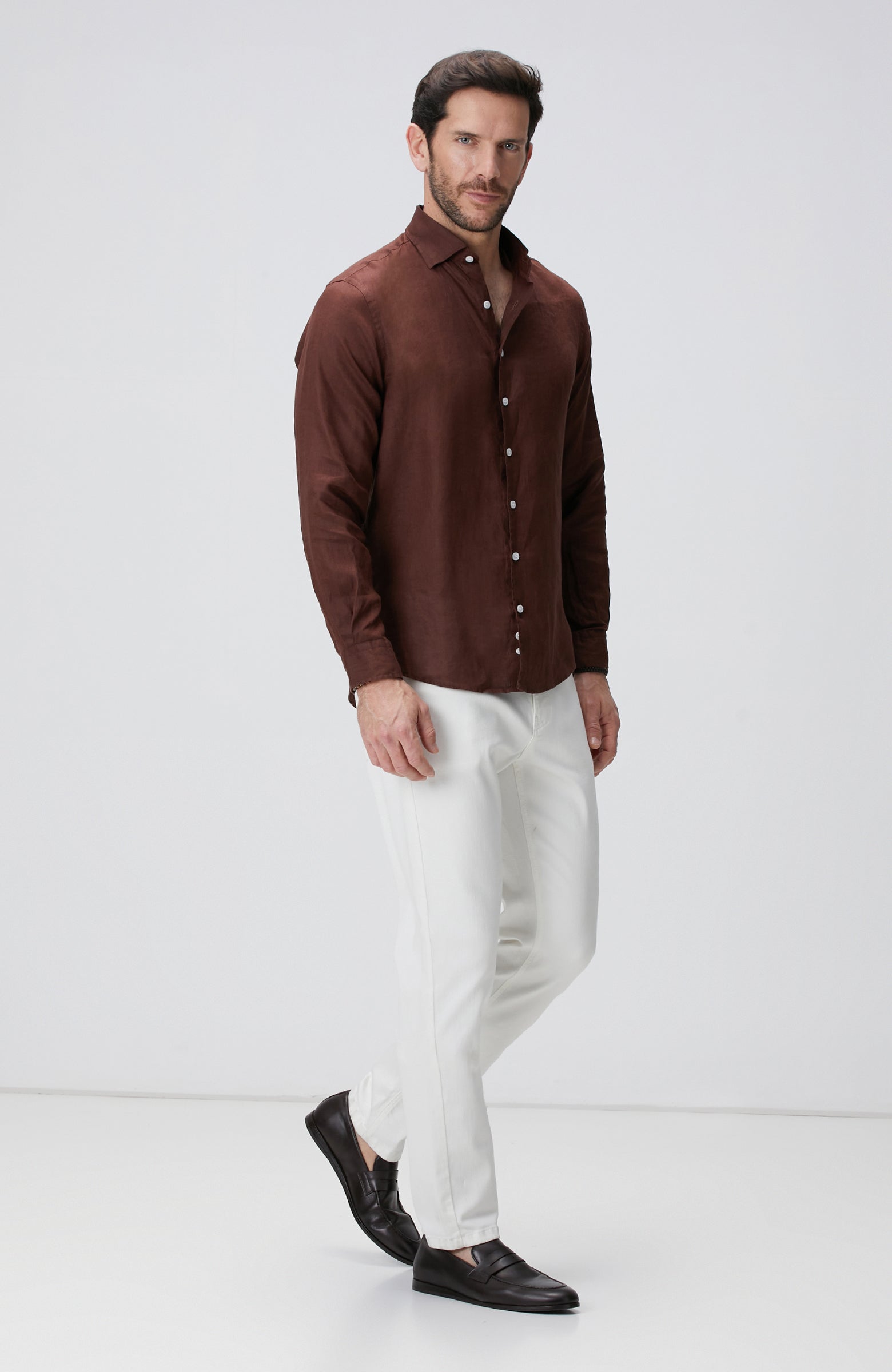 MEN'S Brown Linen Shirt
