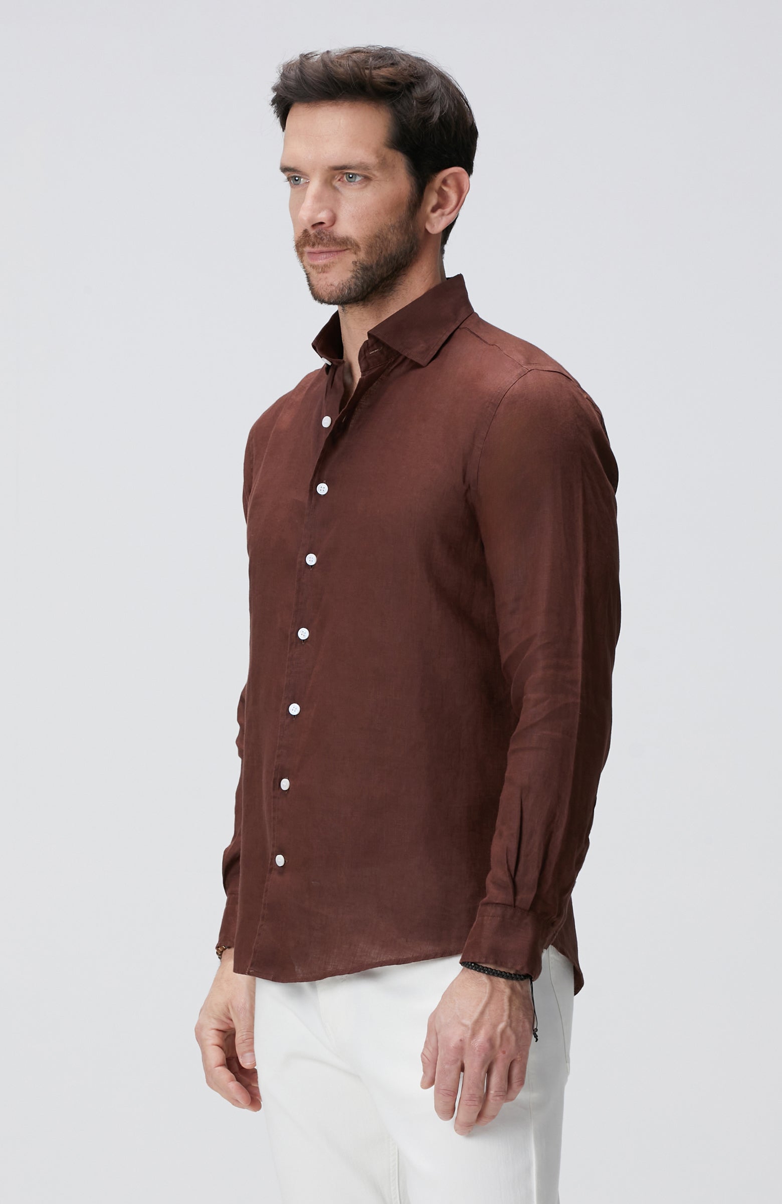 MEN'S Brown Linen Shirt