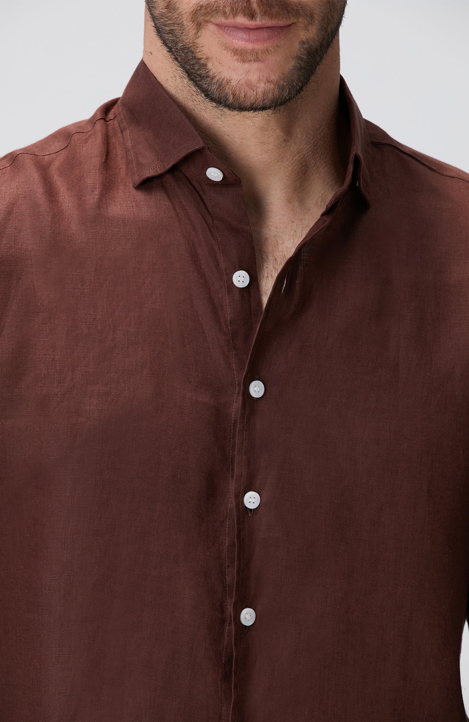 MEN'S Brown Linen Shirt