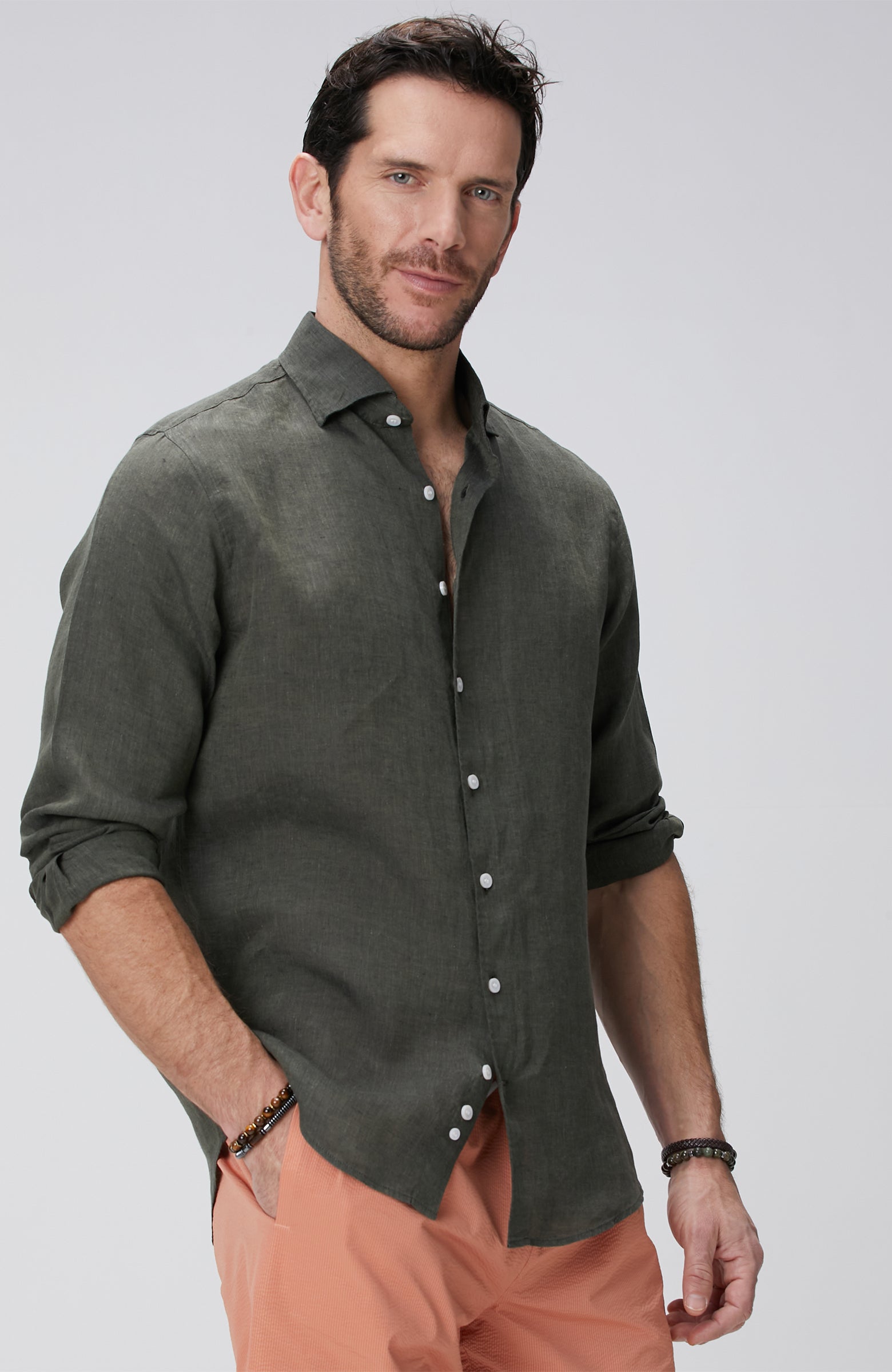 MEN'S Khaki Linen Shirt