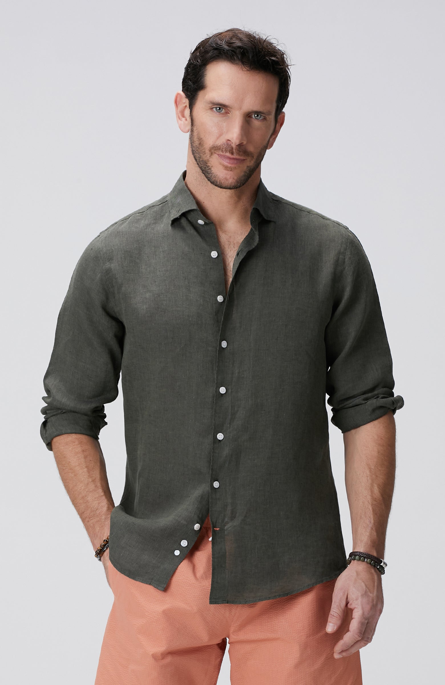 MEN'S Khaki Linen Shirt