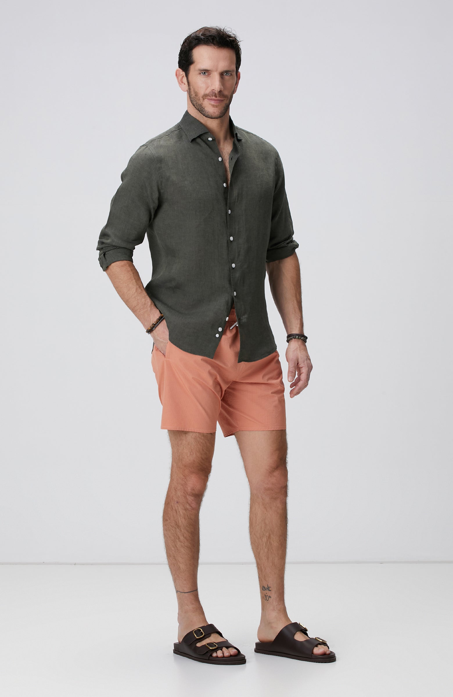 MEN'S Khaki Linen Shirt