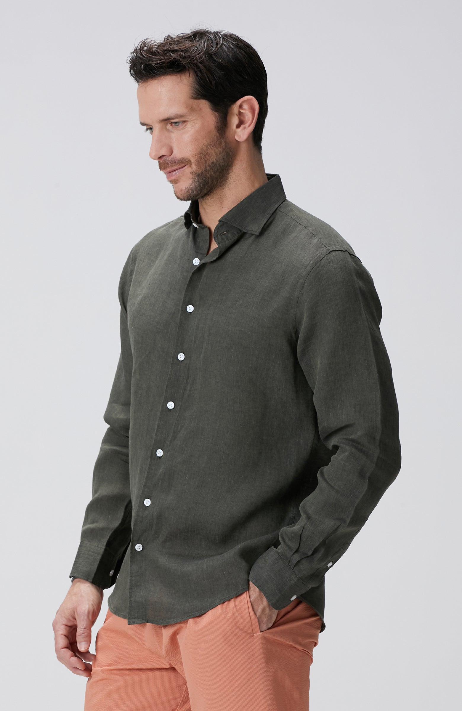 MEN'S Khaki Linen Shirt