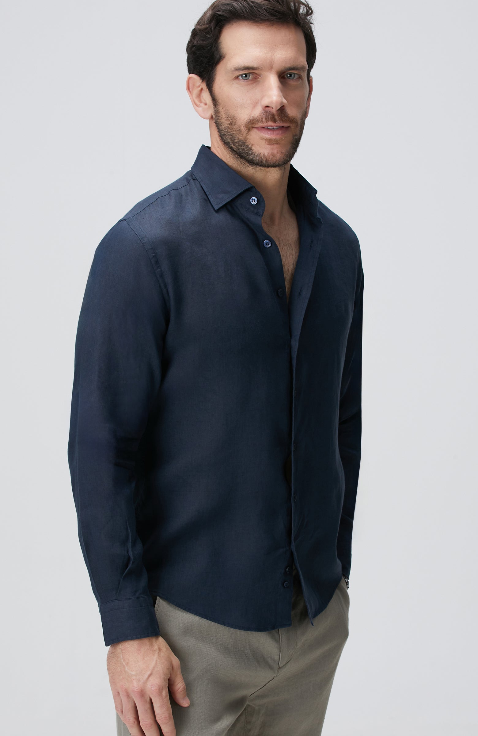 MEN'S Navy Blue Linen Shirt