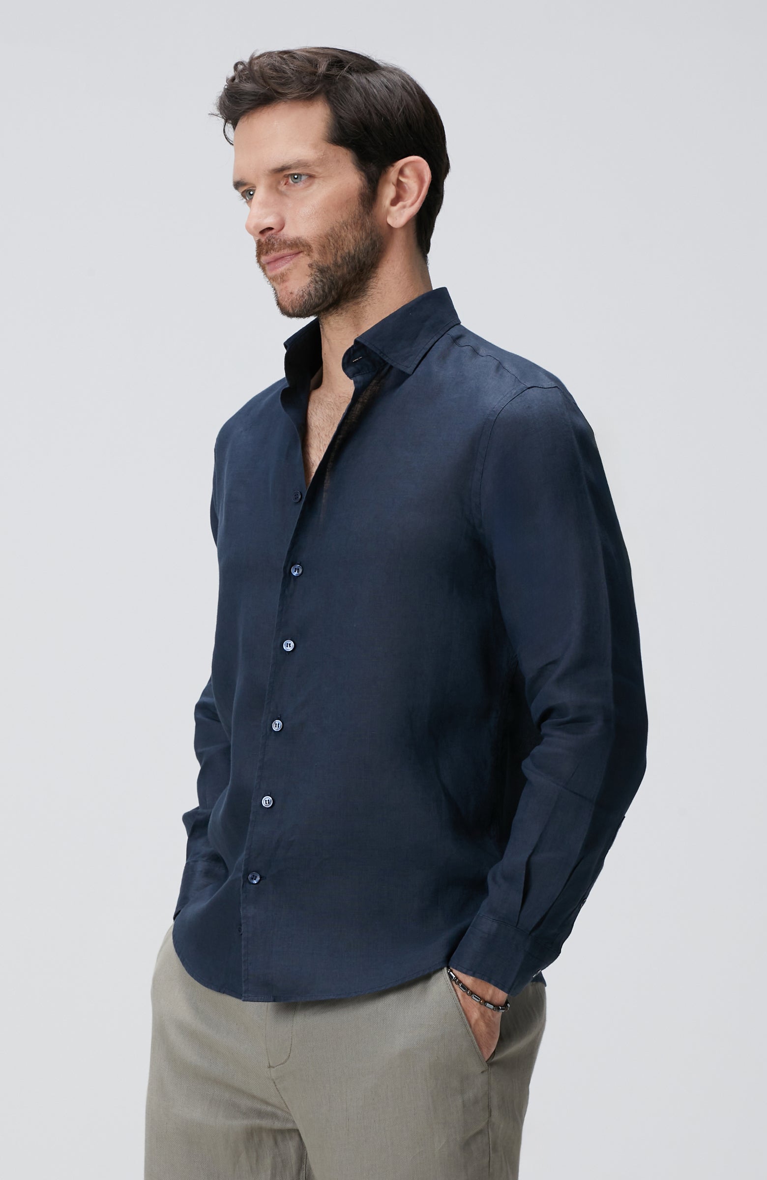 MEN'S Navy Blue Linen Shirt