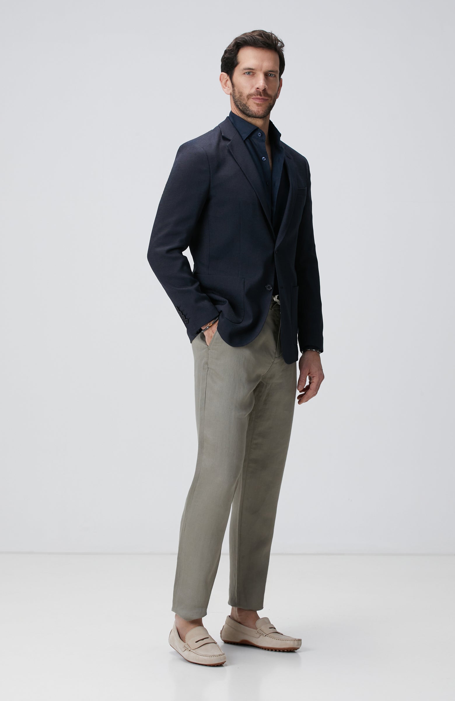 MEN'S Navy Blue Linen Shirt