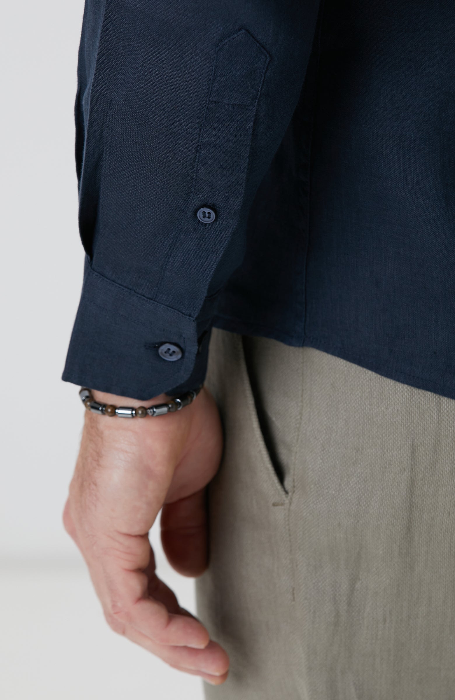 MEN'S Navy Blue Linen Shirt