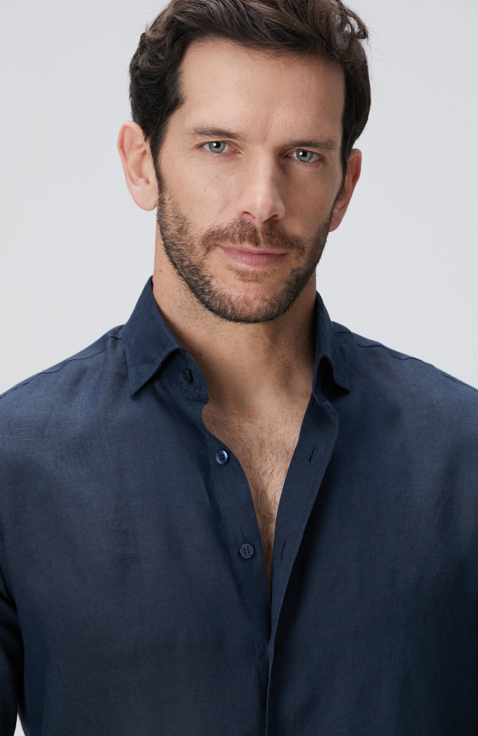 MEN'S Navy Blue Linen Shirt