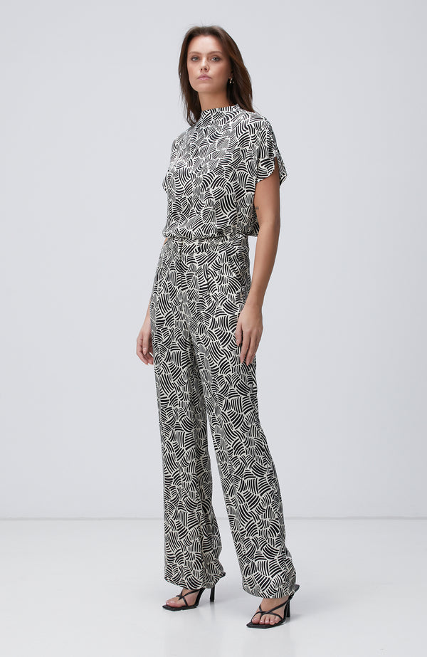 WOMEN'S Black Off-White Patterned Pants