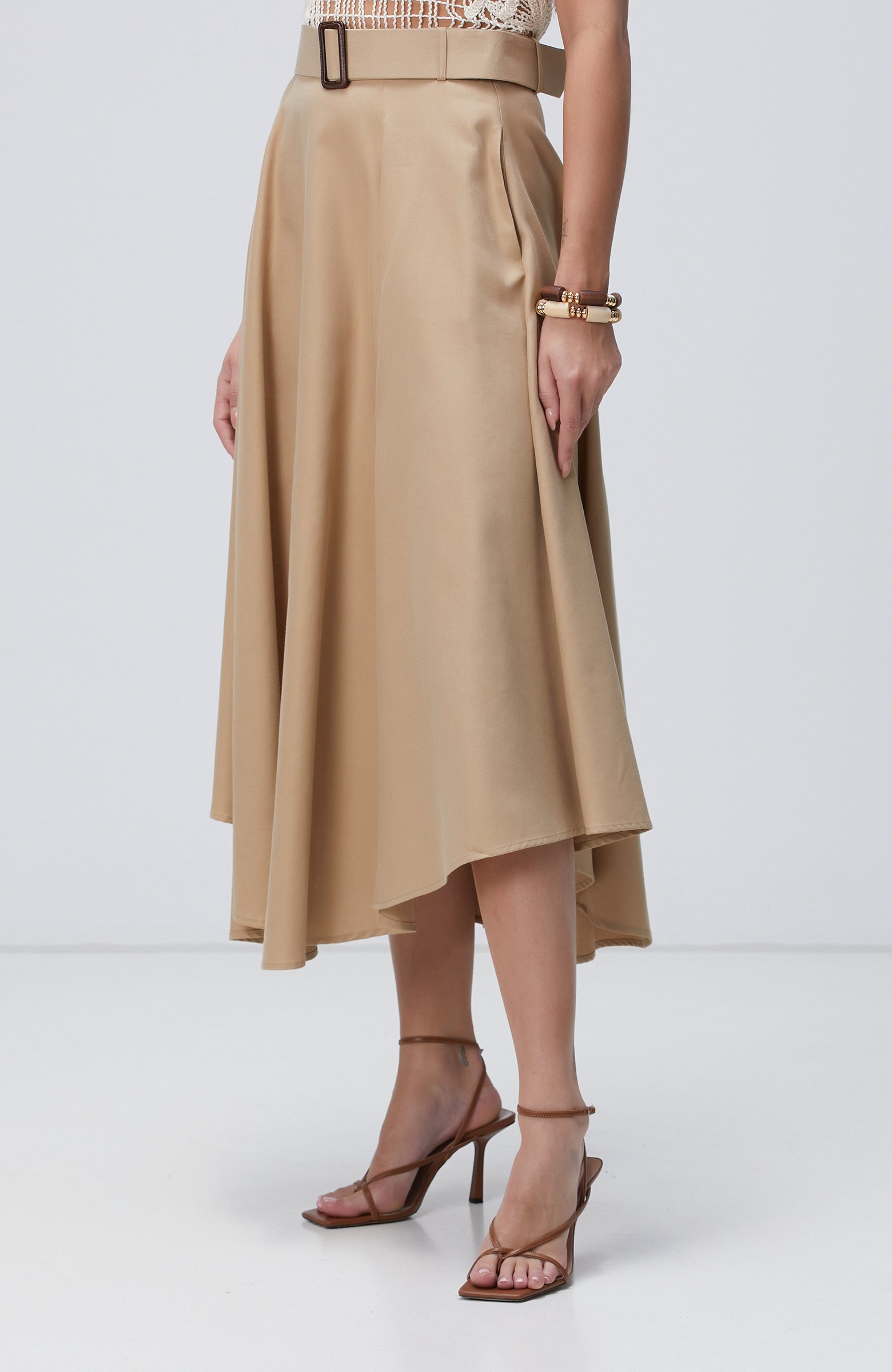 WOMEN'S Midi Skirt With Beige Belt