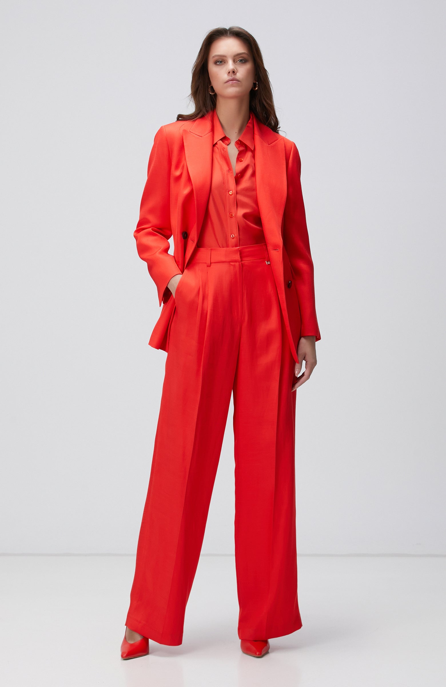 WOMEN'S Red Linen Trousers