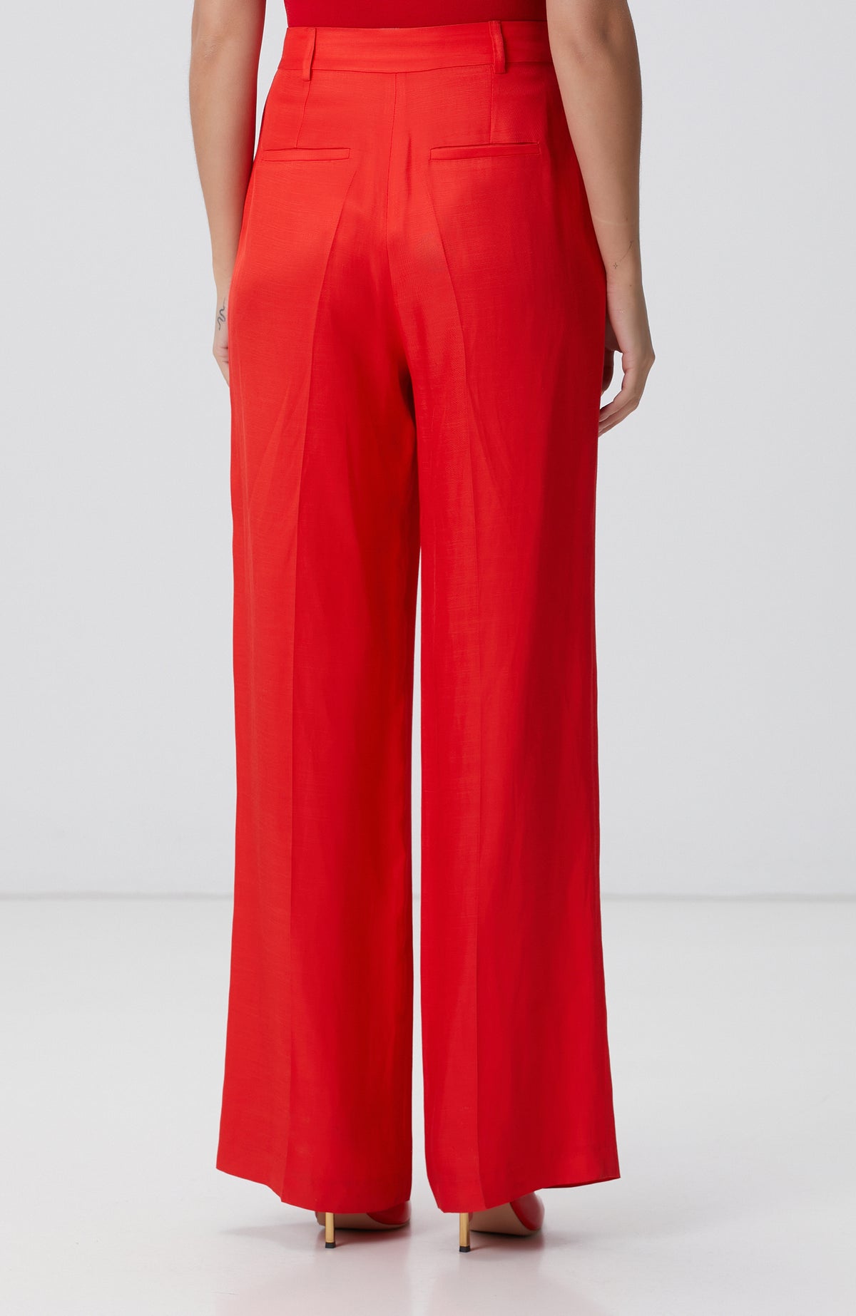 WOMEN'S Red Linen Trousers