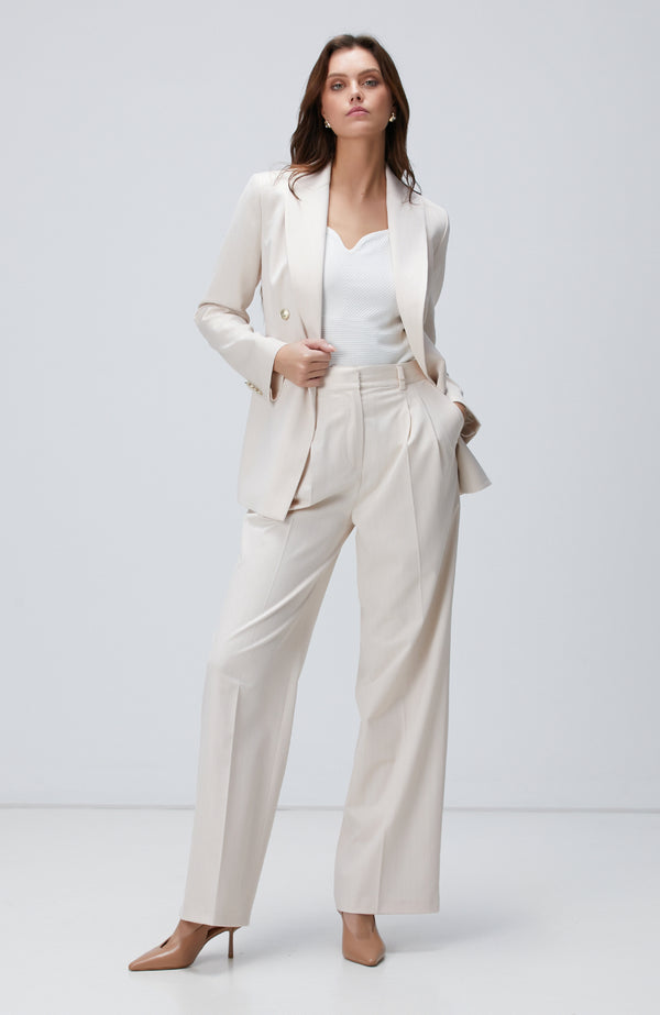 WOMEN'S Beige Striped Blazer