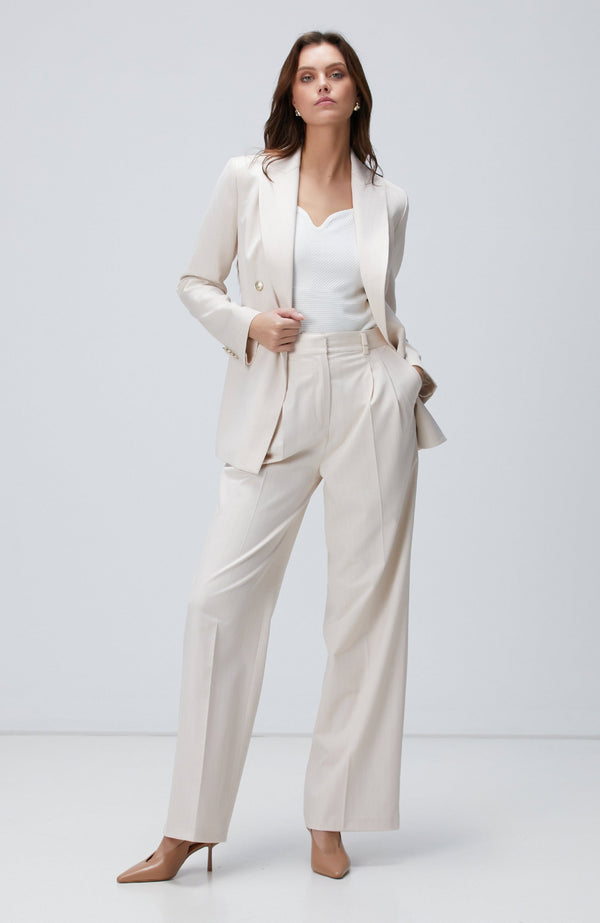 WOMEN'S Beige Striped Blazer