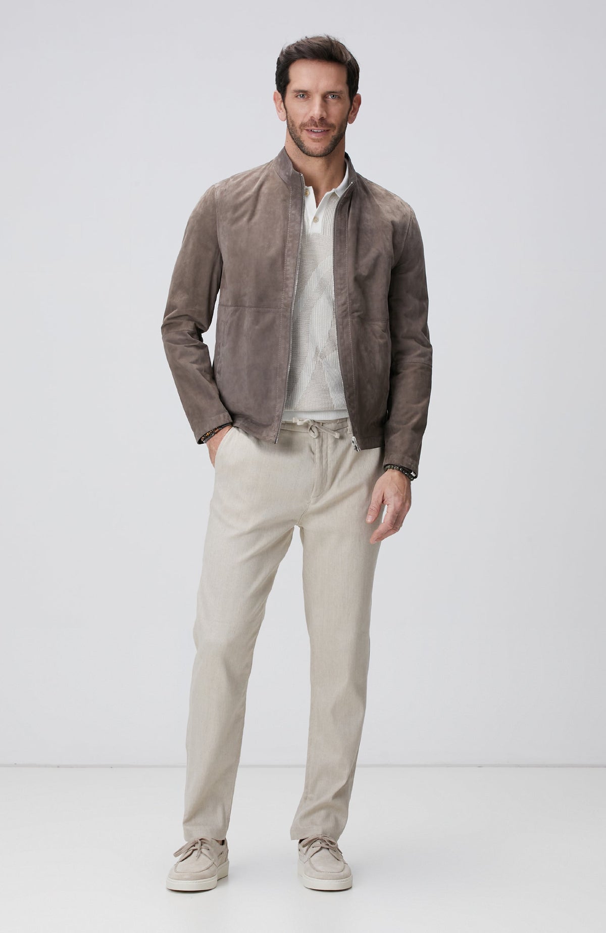 MEN'S Light Beige Linen Blend Casual Pants