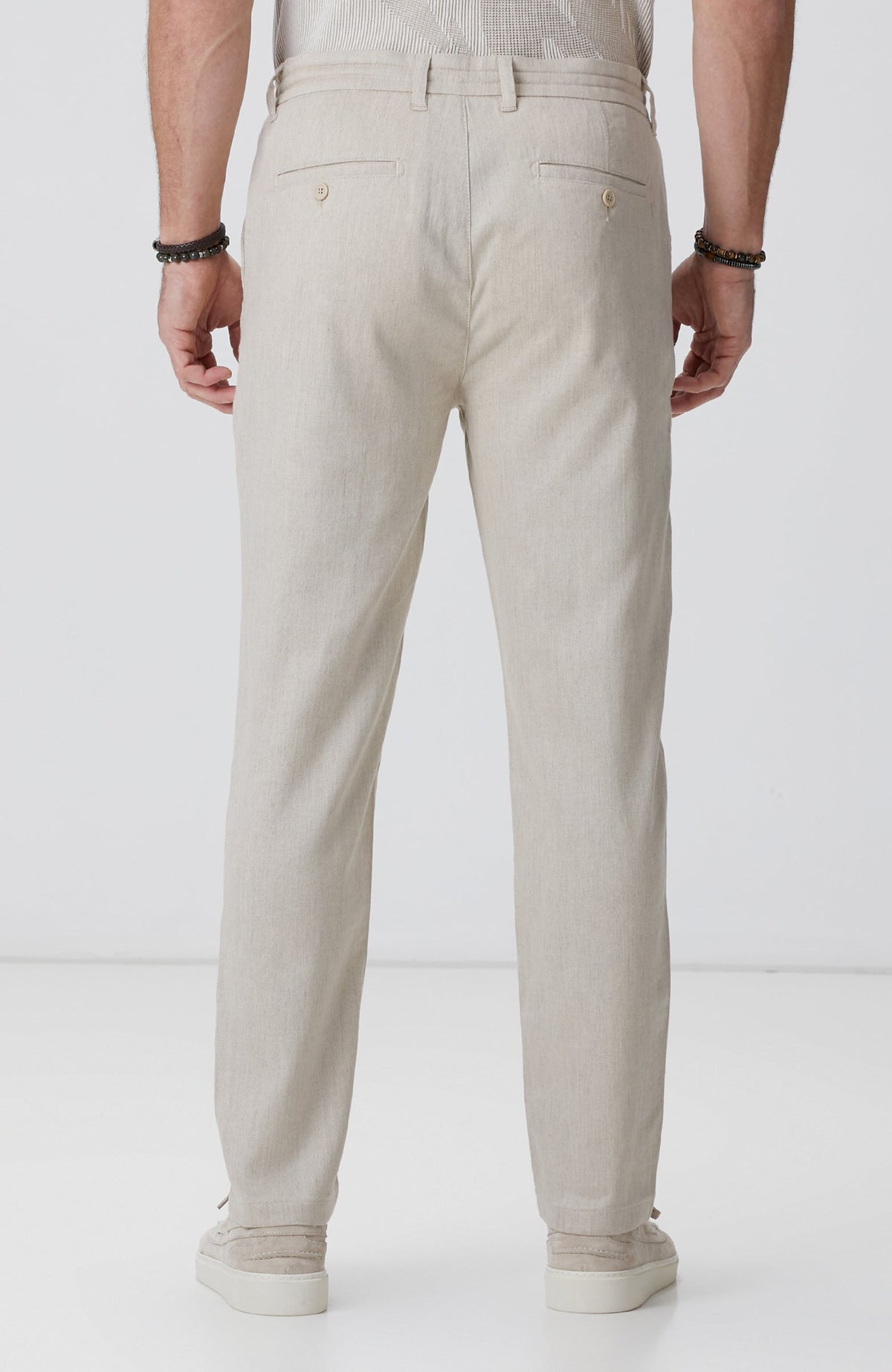 MEN'S Light Beige Linen Blend Casual Pants