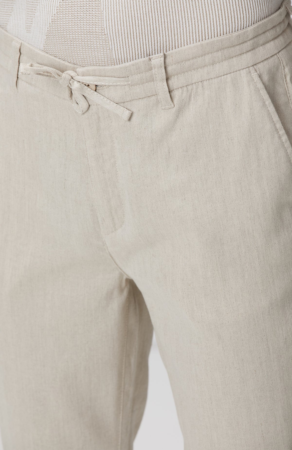 MEN'S Light Beige Linen Blend Casual Pants