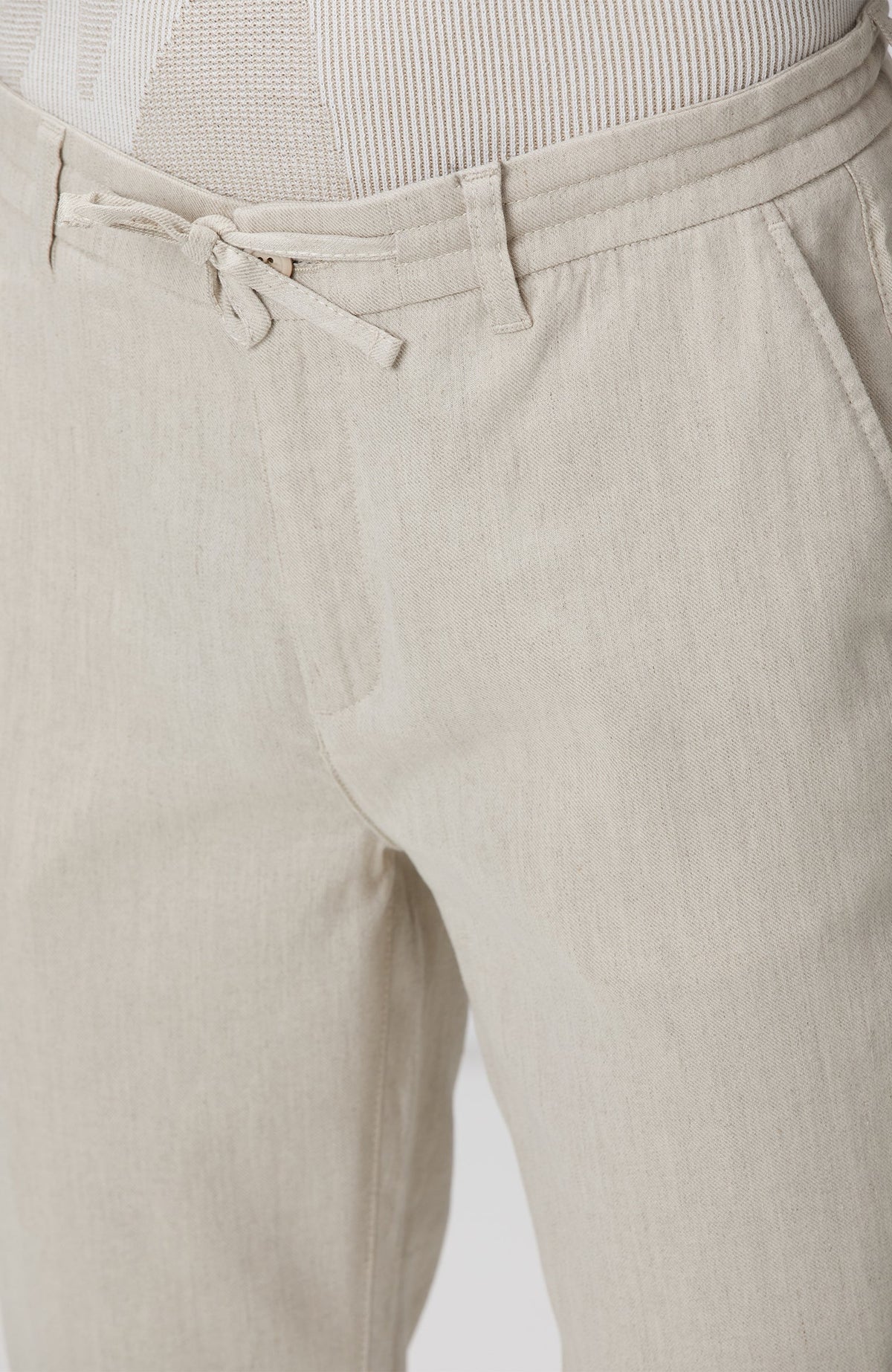 MEN'S Light Beige Linen Blend Casual Pants