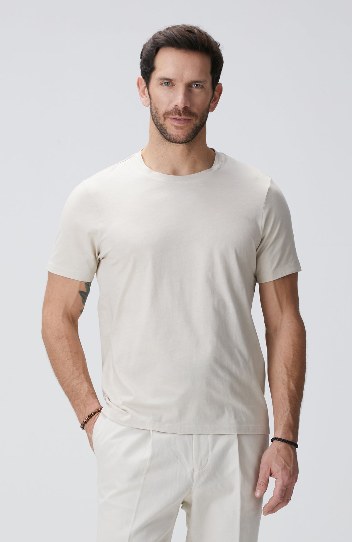 MEN'S Beige Basic T-Shirt