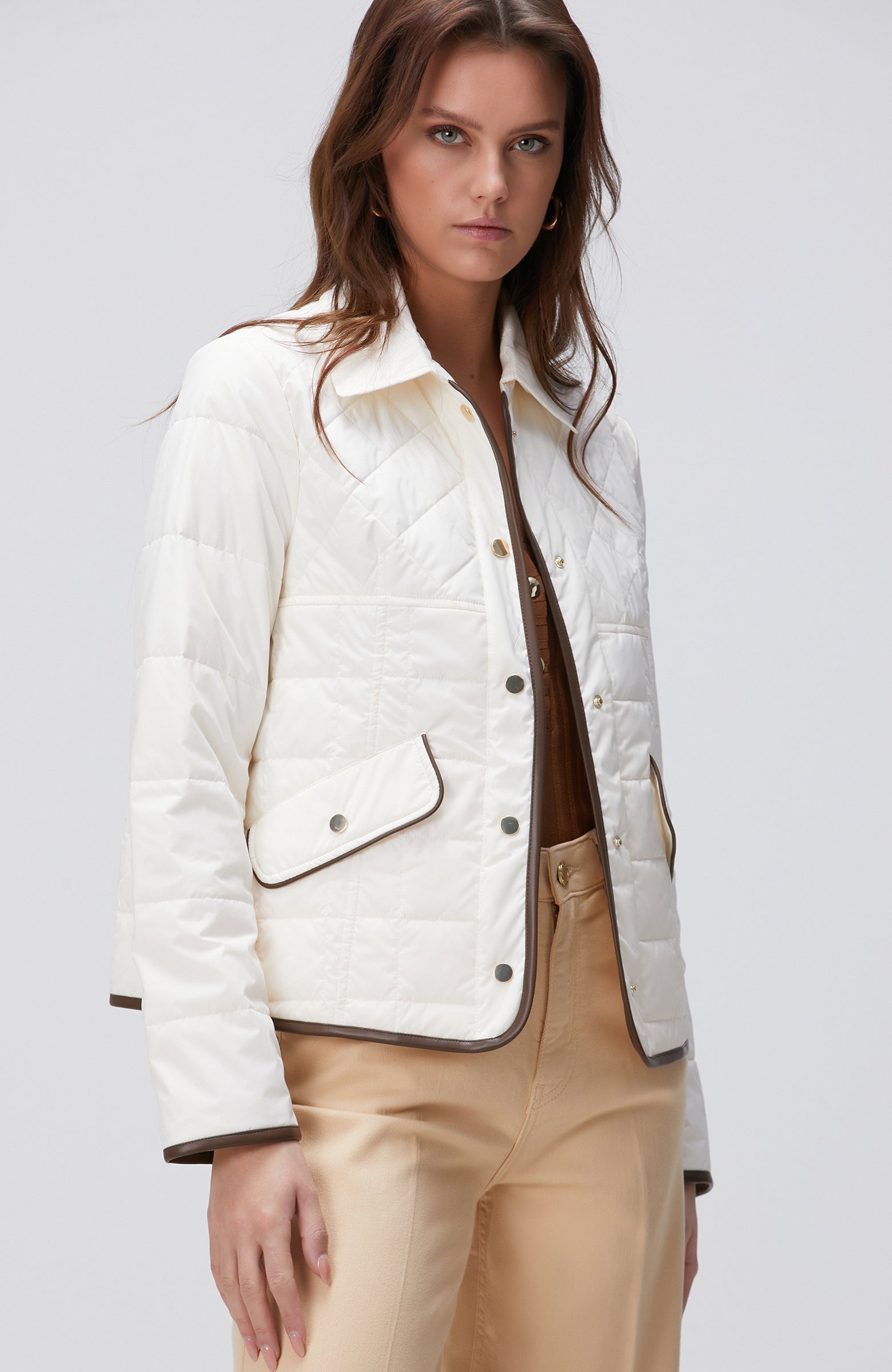 WOMEN'S Off-White Quilted Coat