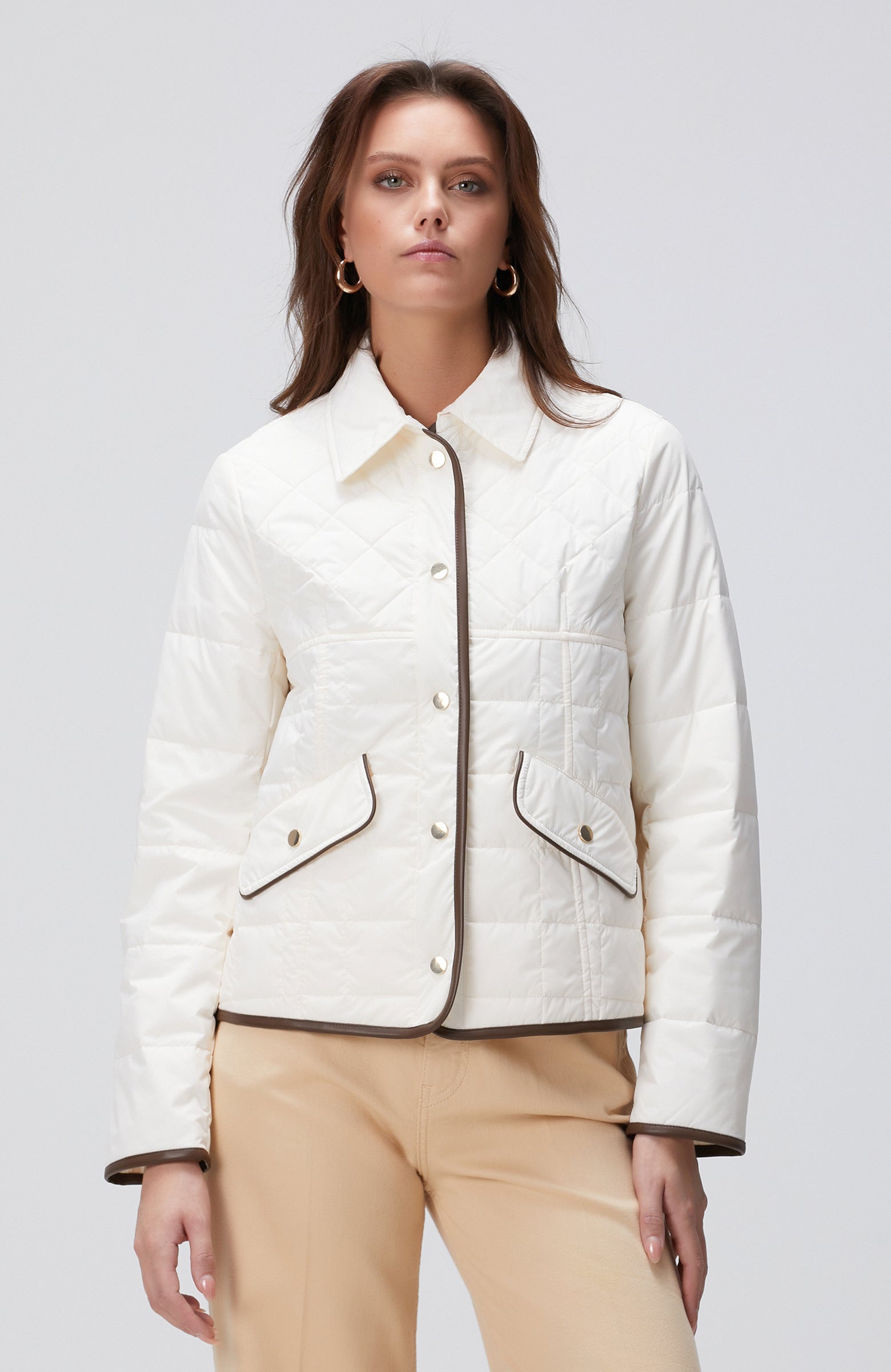 WOMEN'S Off-White Quilted Coat