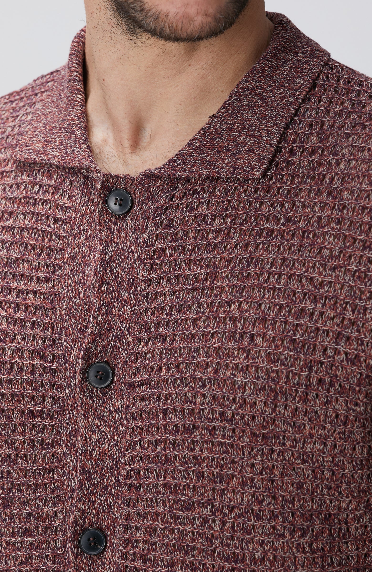 MEN'S Burgundy Linen Blend Knit Cardigan