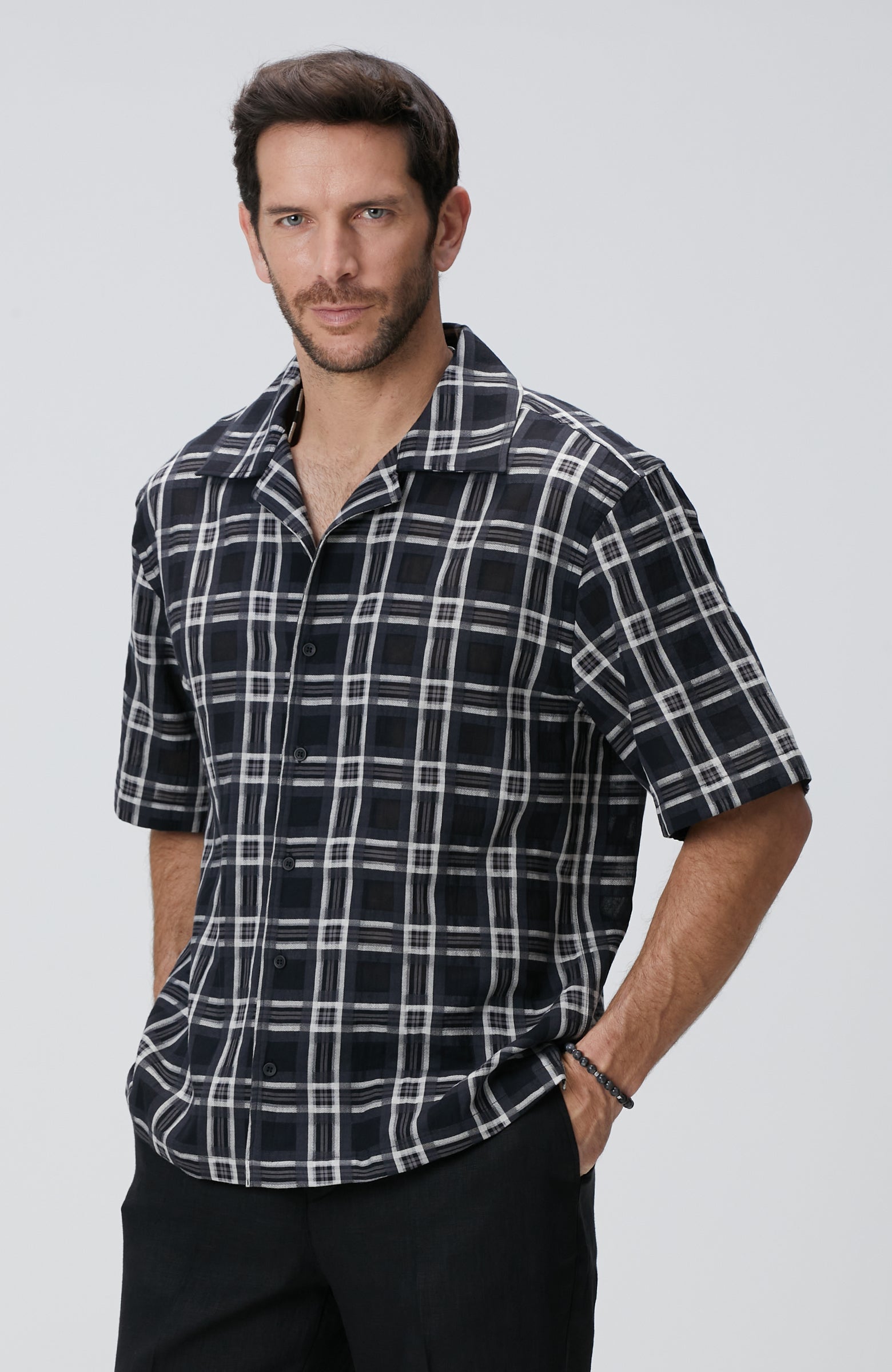 MEN'S Black Wool Blend Shirt