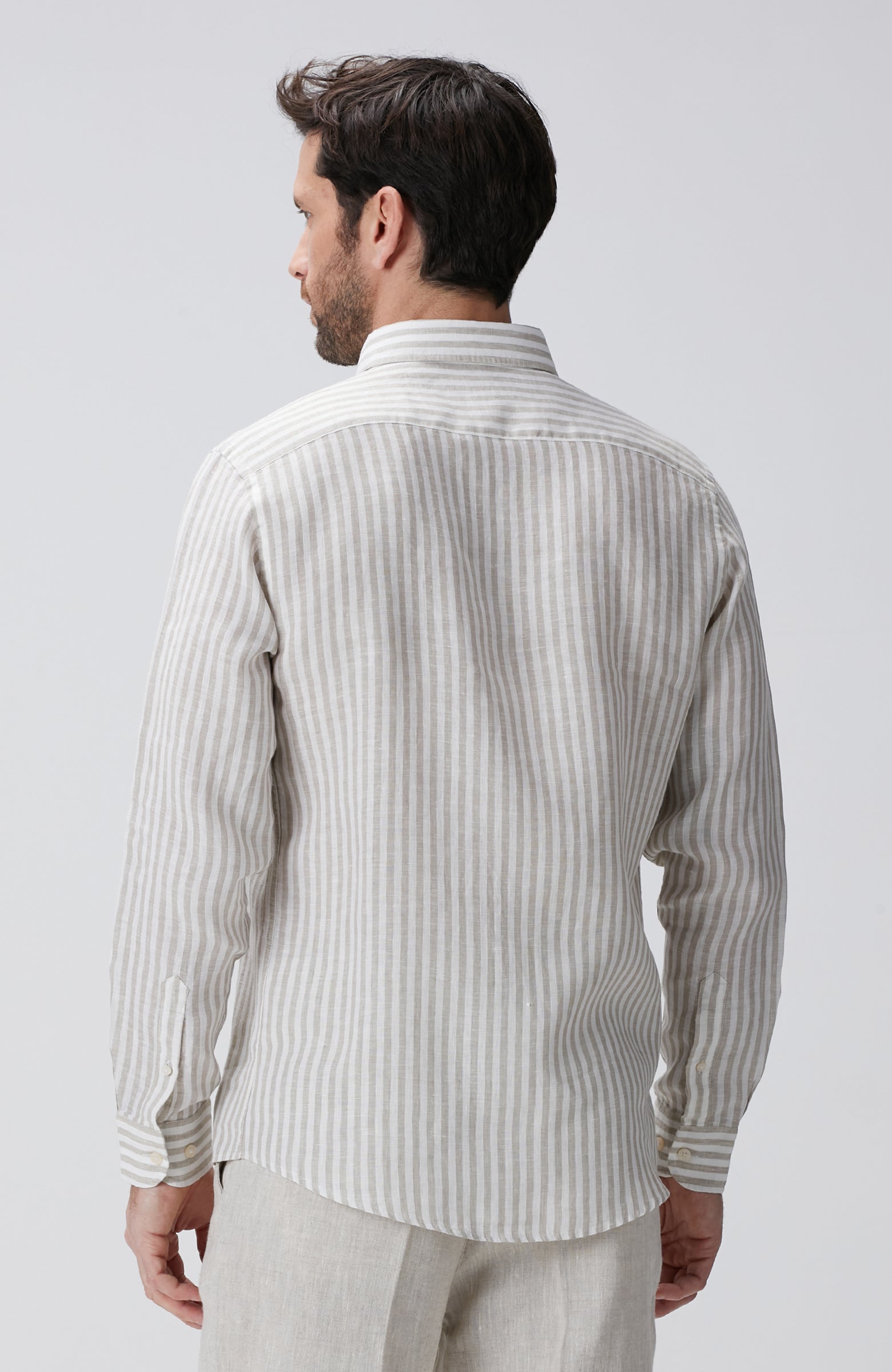 MEN'S Khaki White Linen Shirt