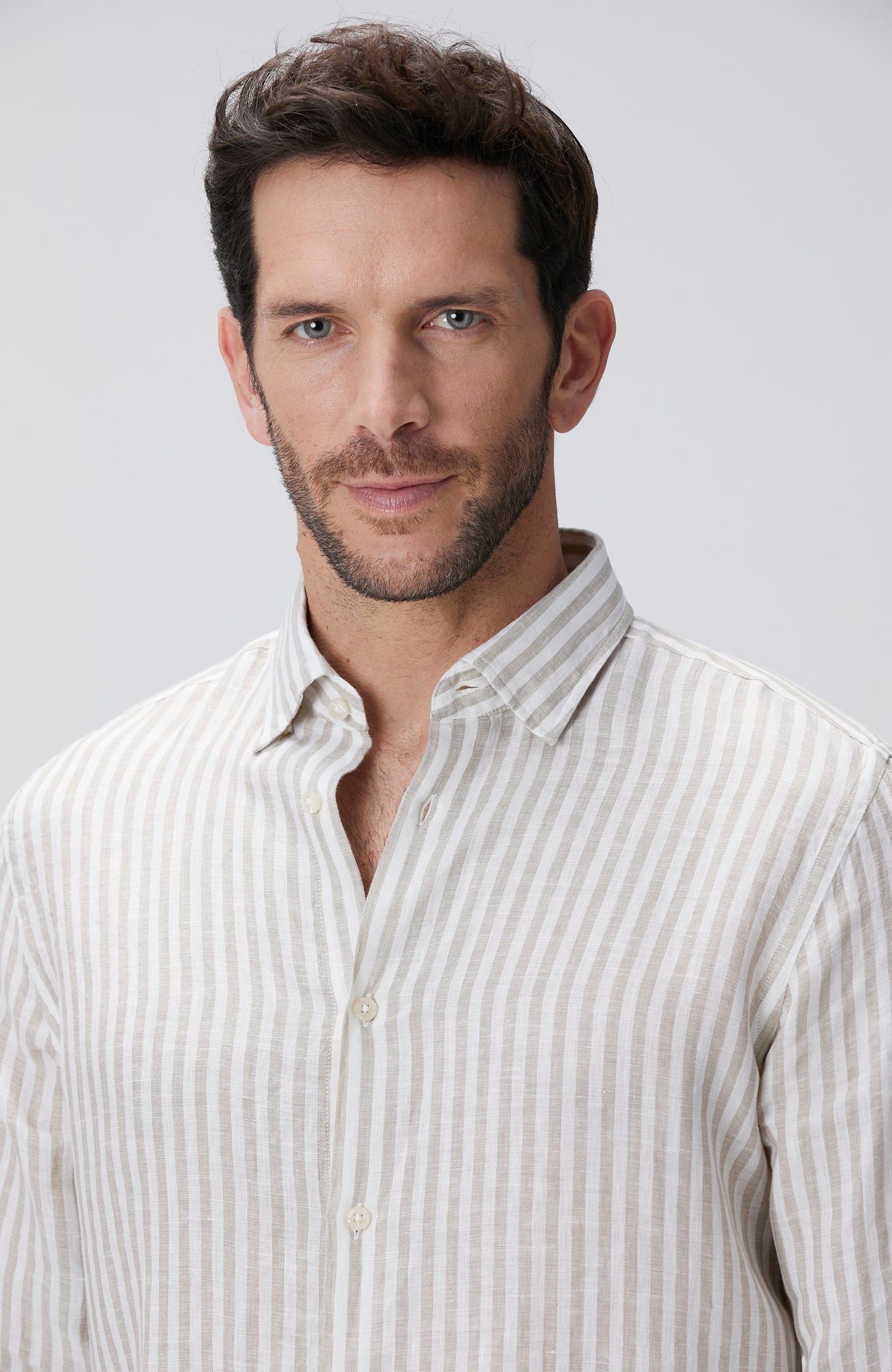 MEN'S Khaki White Linen Shirt