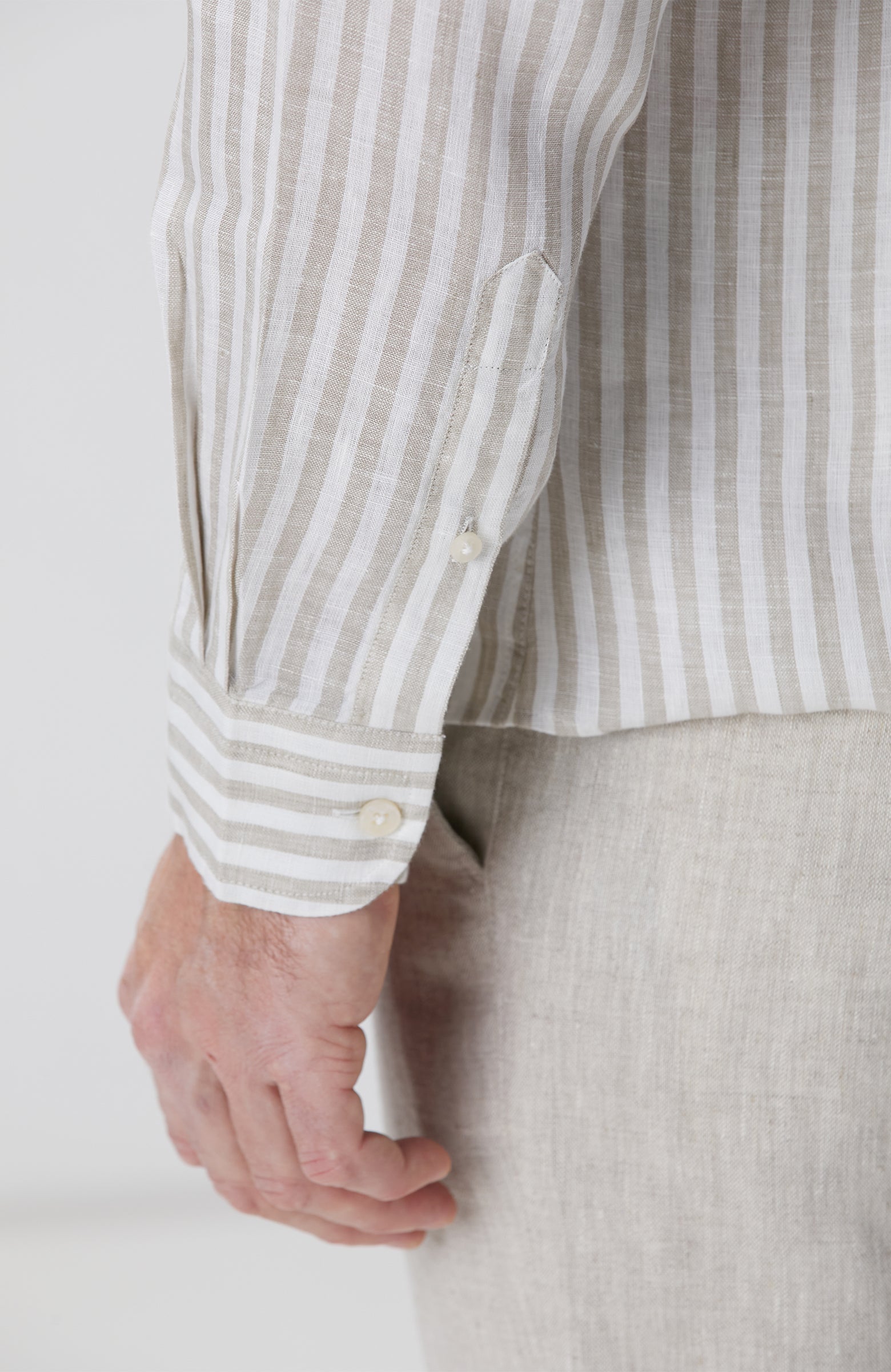 MEN'S Khaki White Linen Shirt