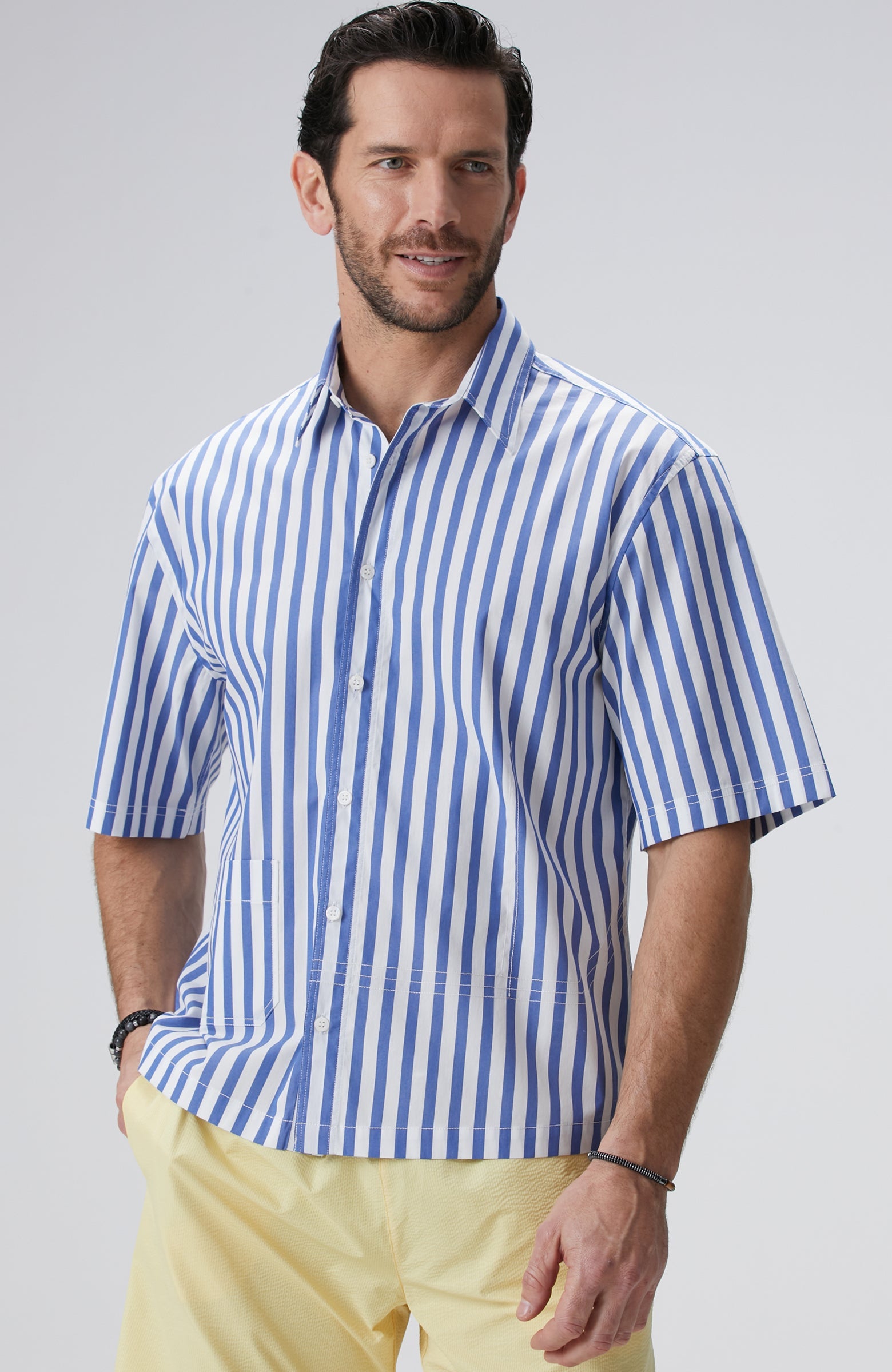 MEN'S Blue White Striped Shirt