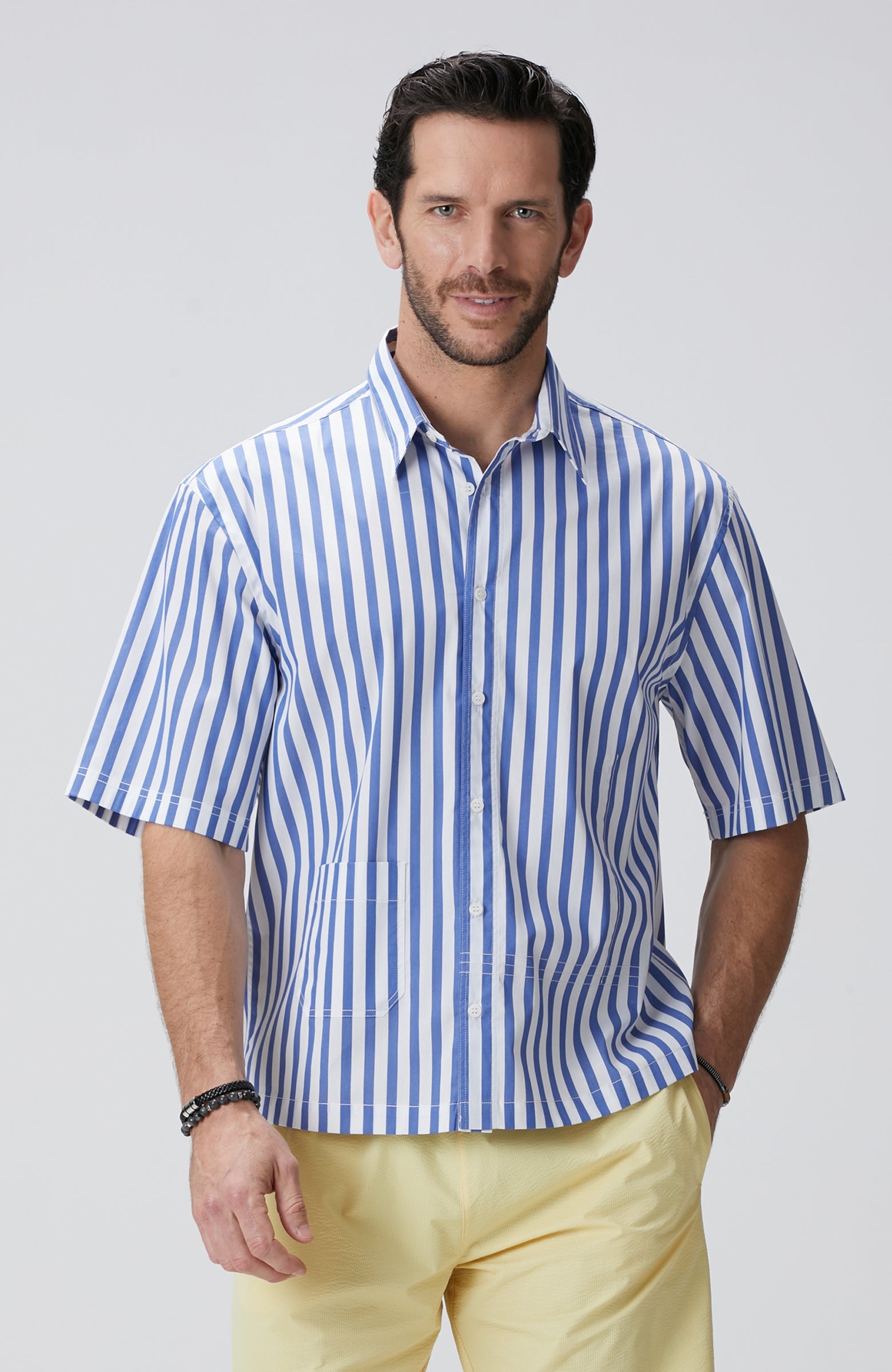 MEN'S Blue White Striped Shirt